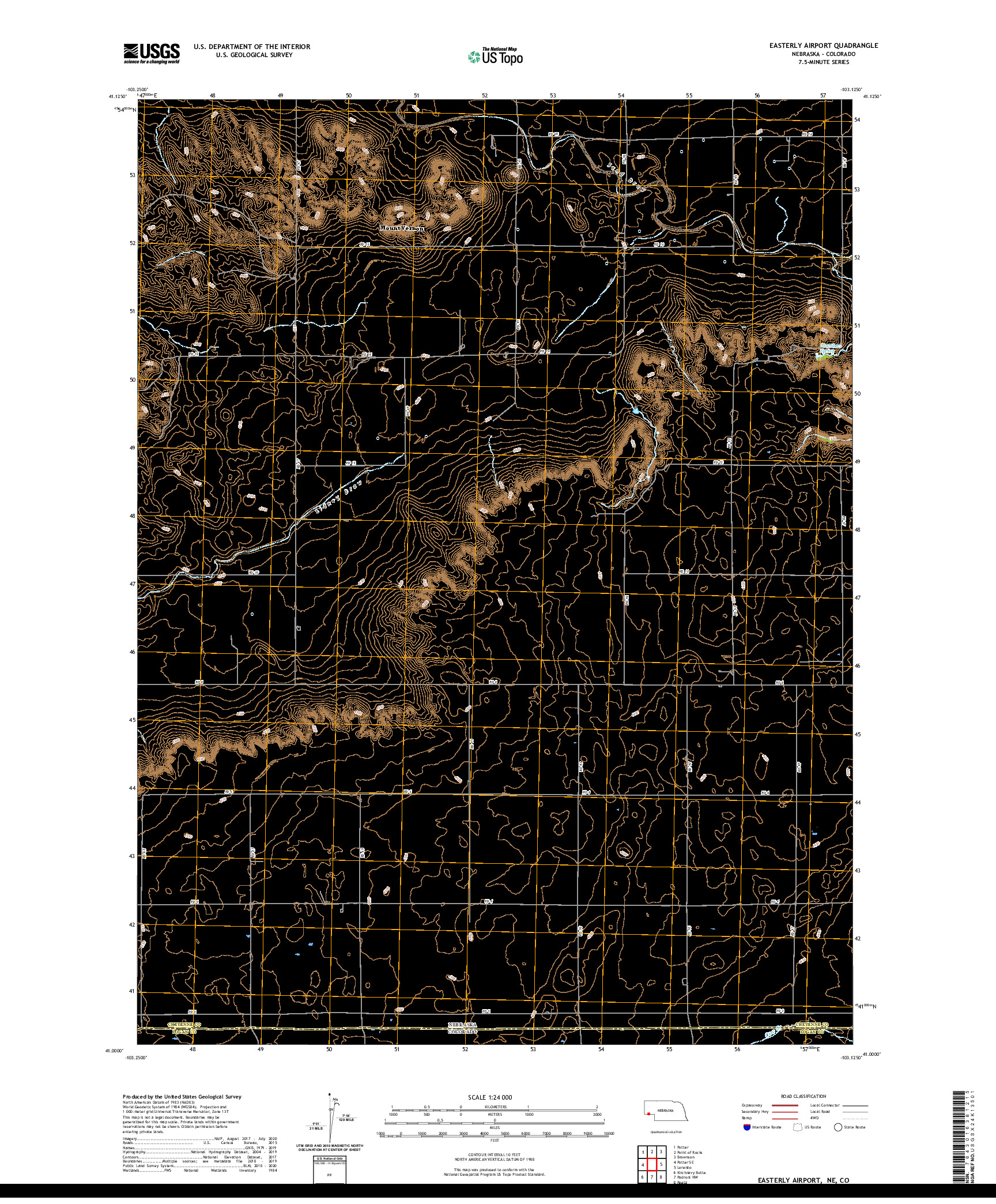 USGS US TOPO 7.5-MINUTE MAP FOR EASTERLY AIRPORT, NE,CO 2021