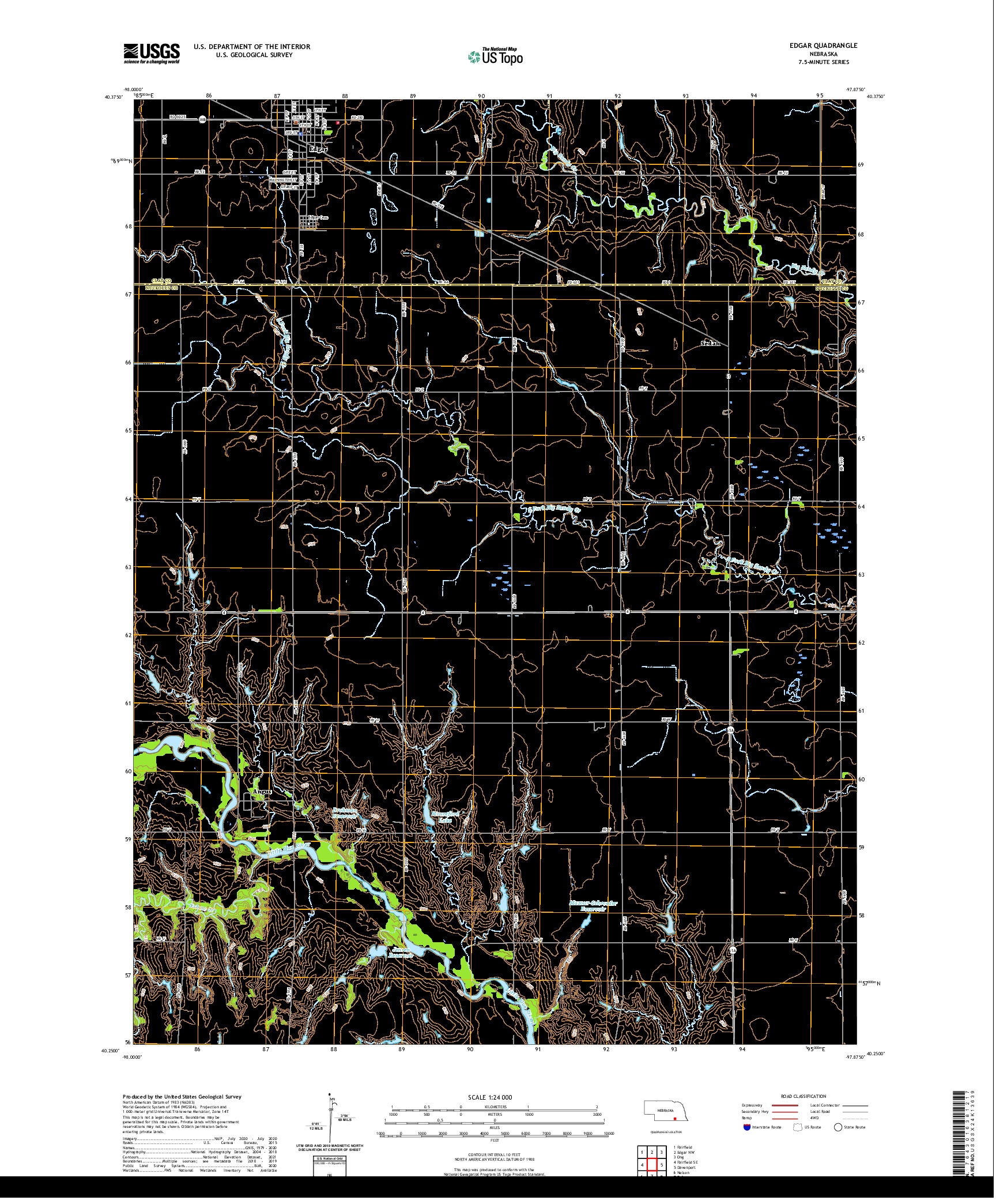 USGS US TOPO 7.5-MINUTE MAP FOR EDGAR, NE 2021