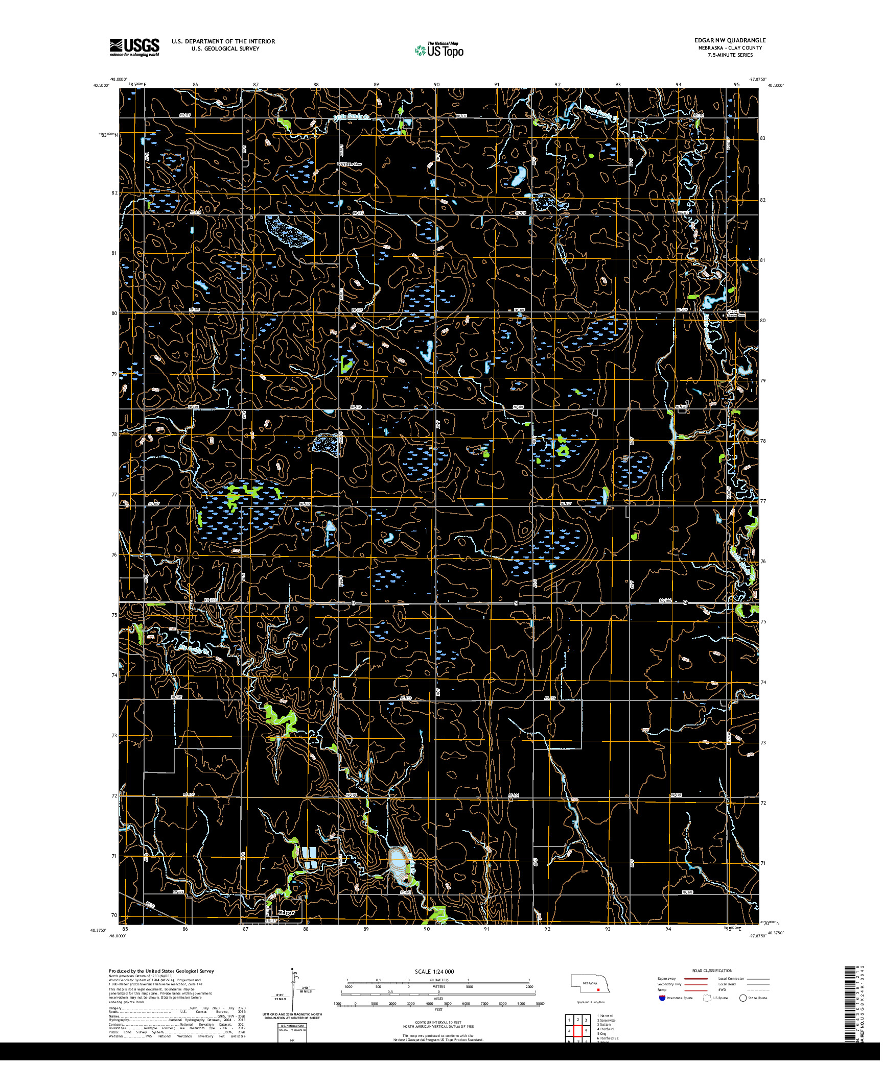 USGS US TOPO 7.5-MINUTE MAP FOR EDGAR NW, NE 2021
