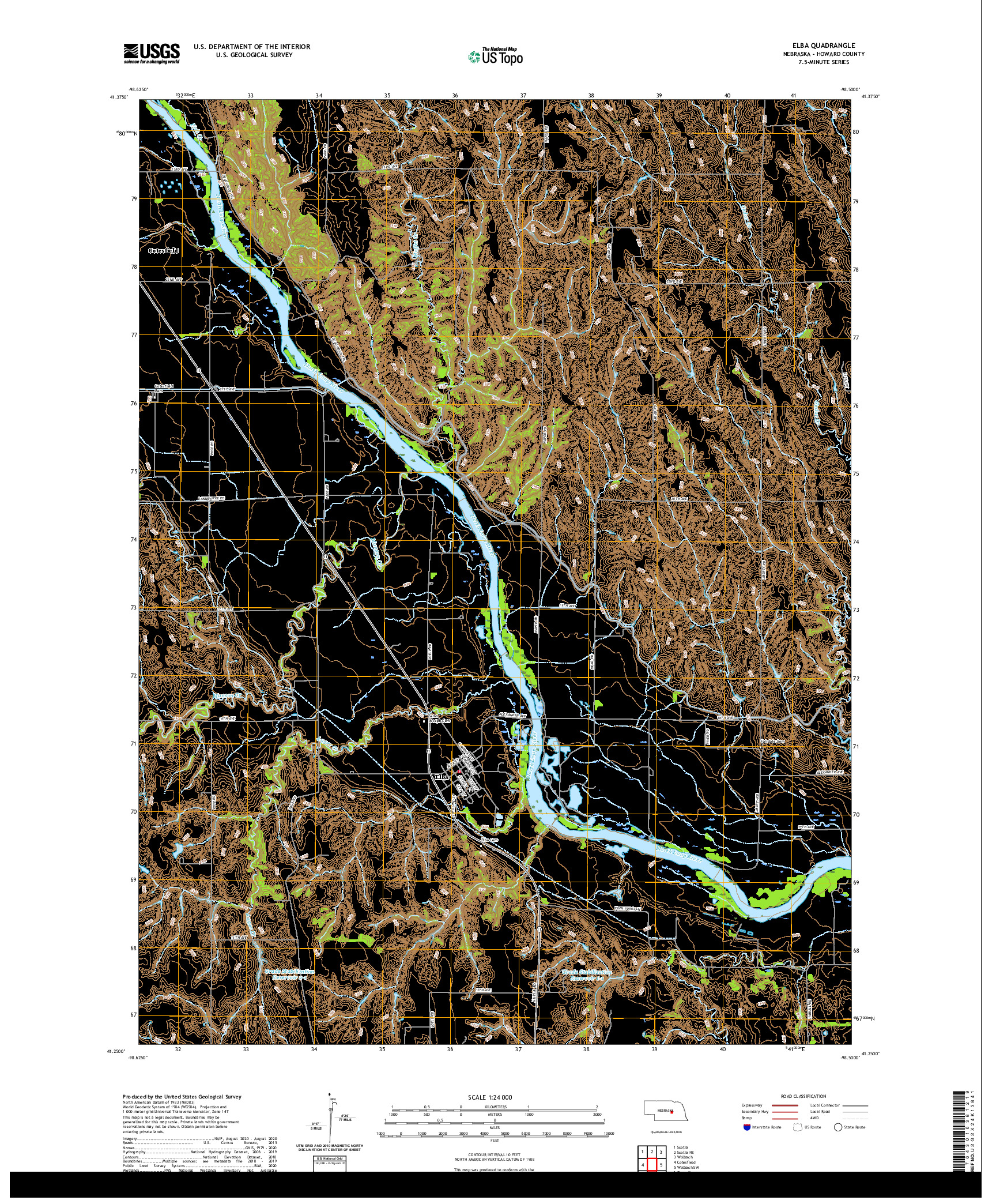 USGS US TOPO 7.5-MINUTE MAP FOR ELBA, NE 2021