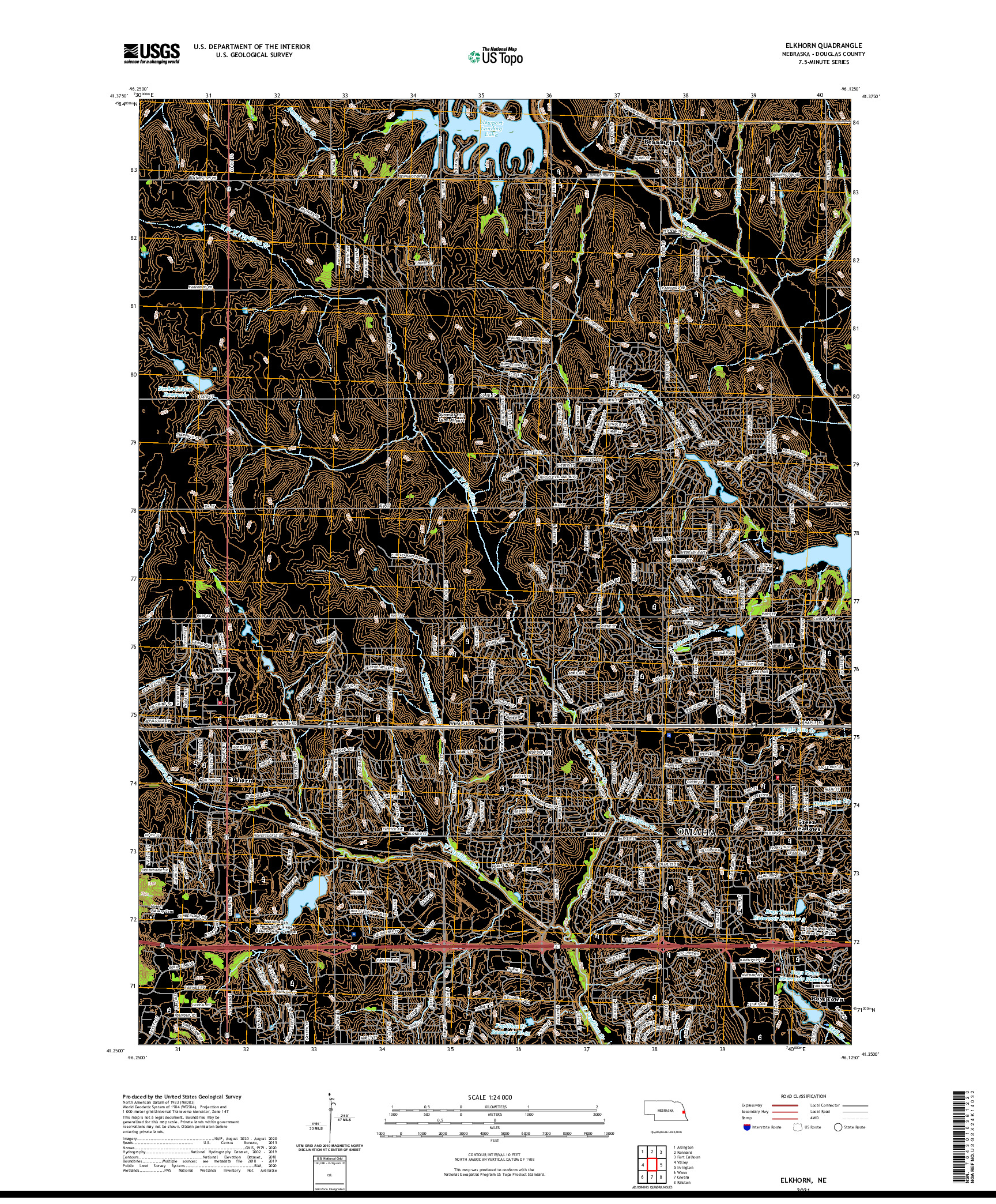 USGS US TOPO 7.5-MINUTE MAP FOR ELKHORN, NE 2021