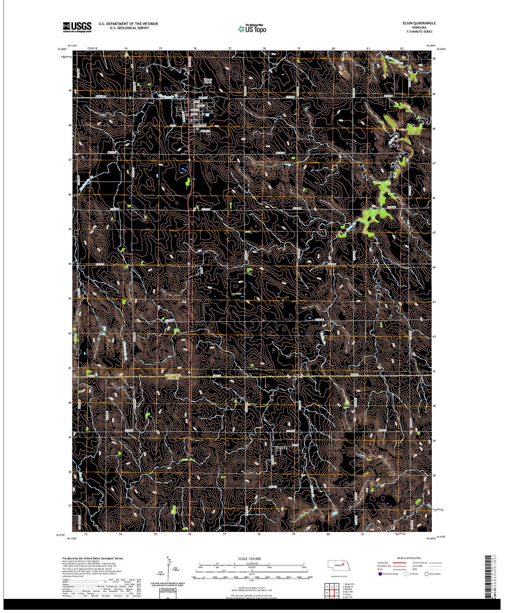 USGS US TOPO 7.5-MINUTE MAP FOR ELGIN, NE 2021