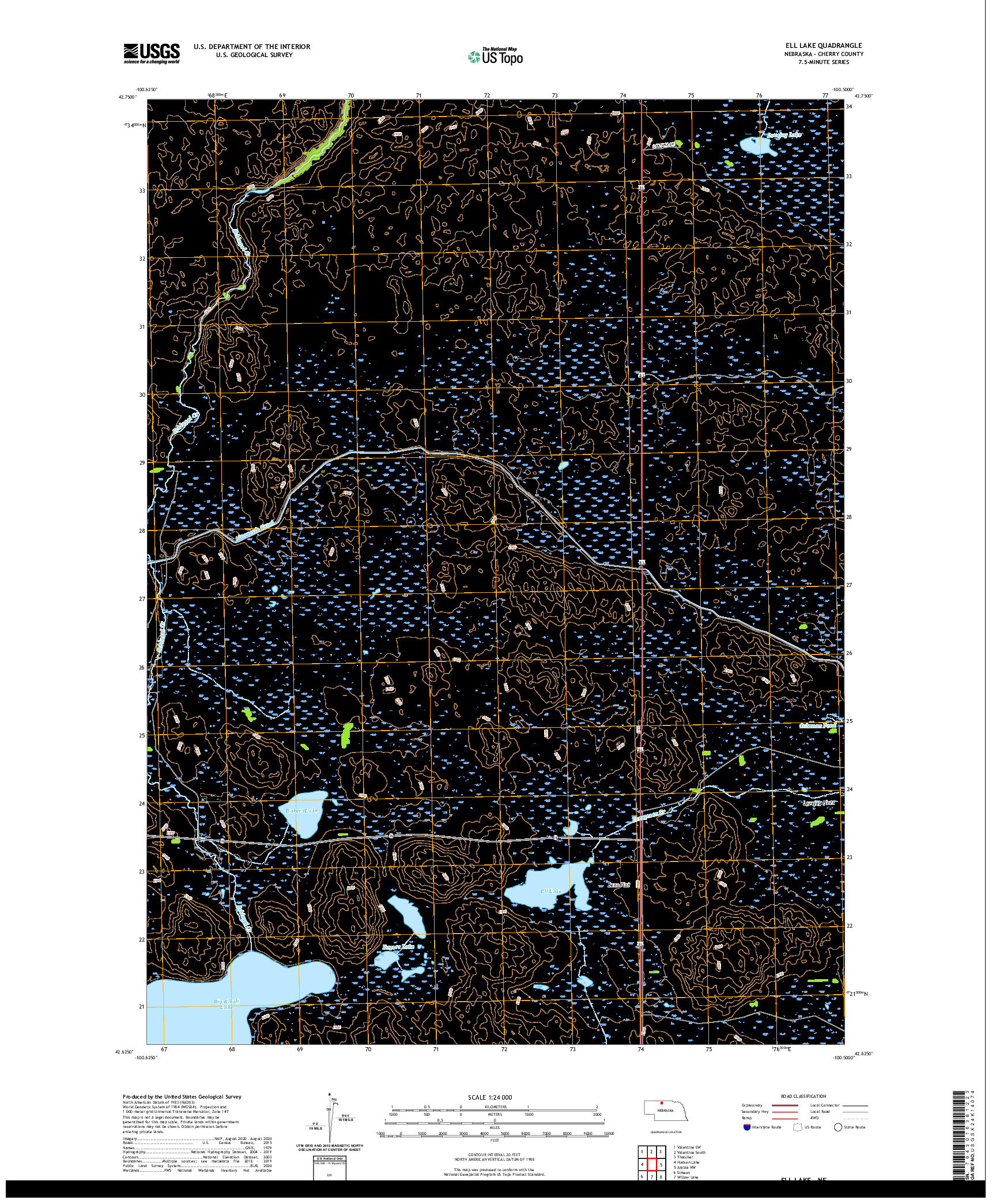 USGS US TOPO 7.5-MINUTE MAP FOR ELL LAKE, NE 2021