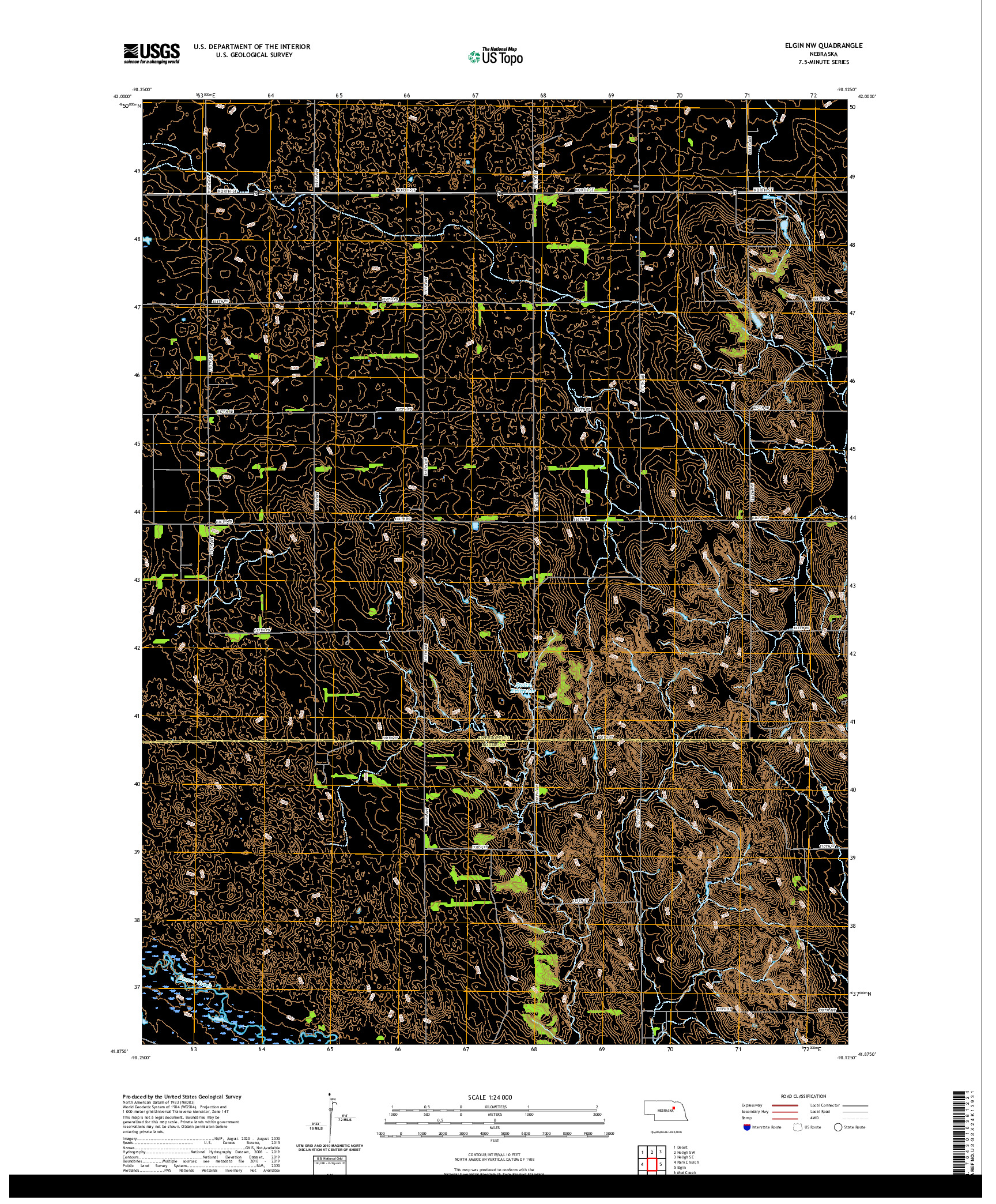 USGS US TOPO 7.5-MINUTE MAP FOR ELGIN NW, NE 2021