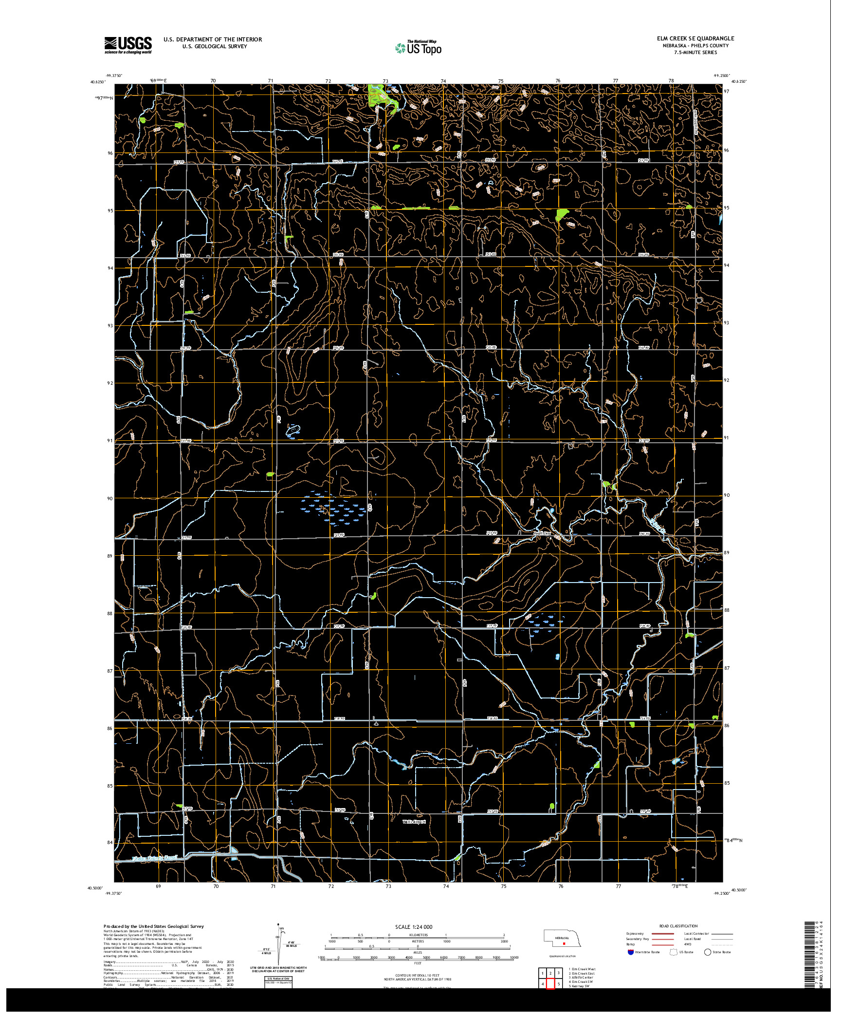 USGS US TOPO 7.5-MINUTE MAP FOR ELM CREEK SE, NE 2021