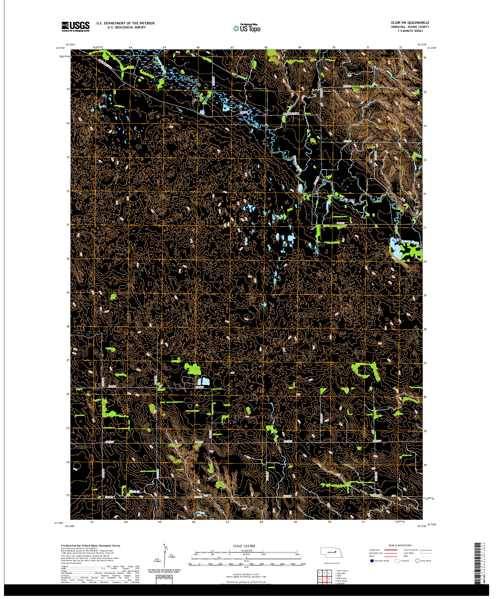 USGS US TOPO 7.5-MINUTE MAP FOR ELGIN SW, NE 2021