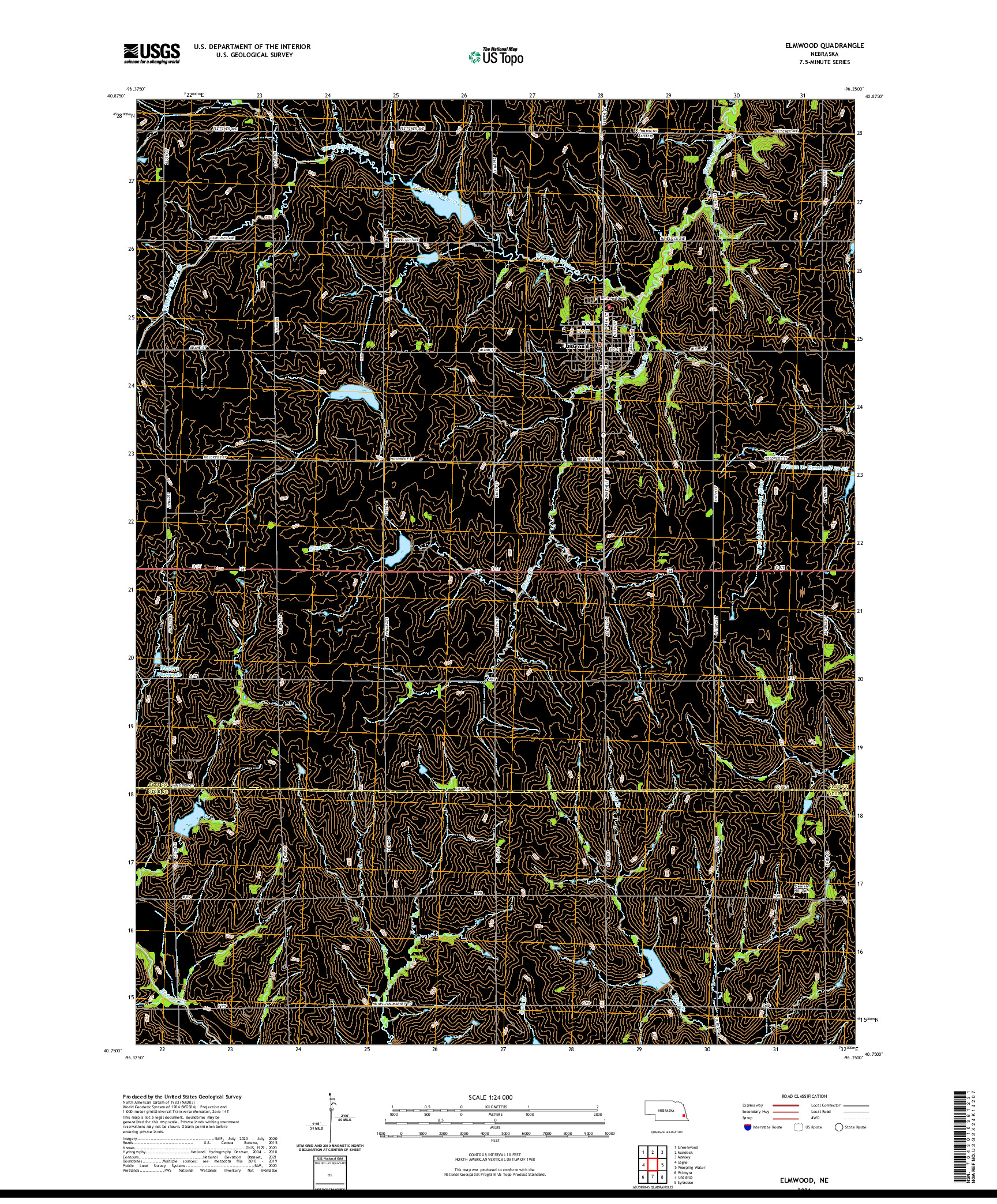 USGS US TOPO 7.5-MINUTE MAP FOR ELMWOOD, NE 2021