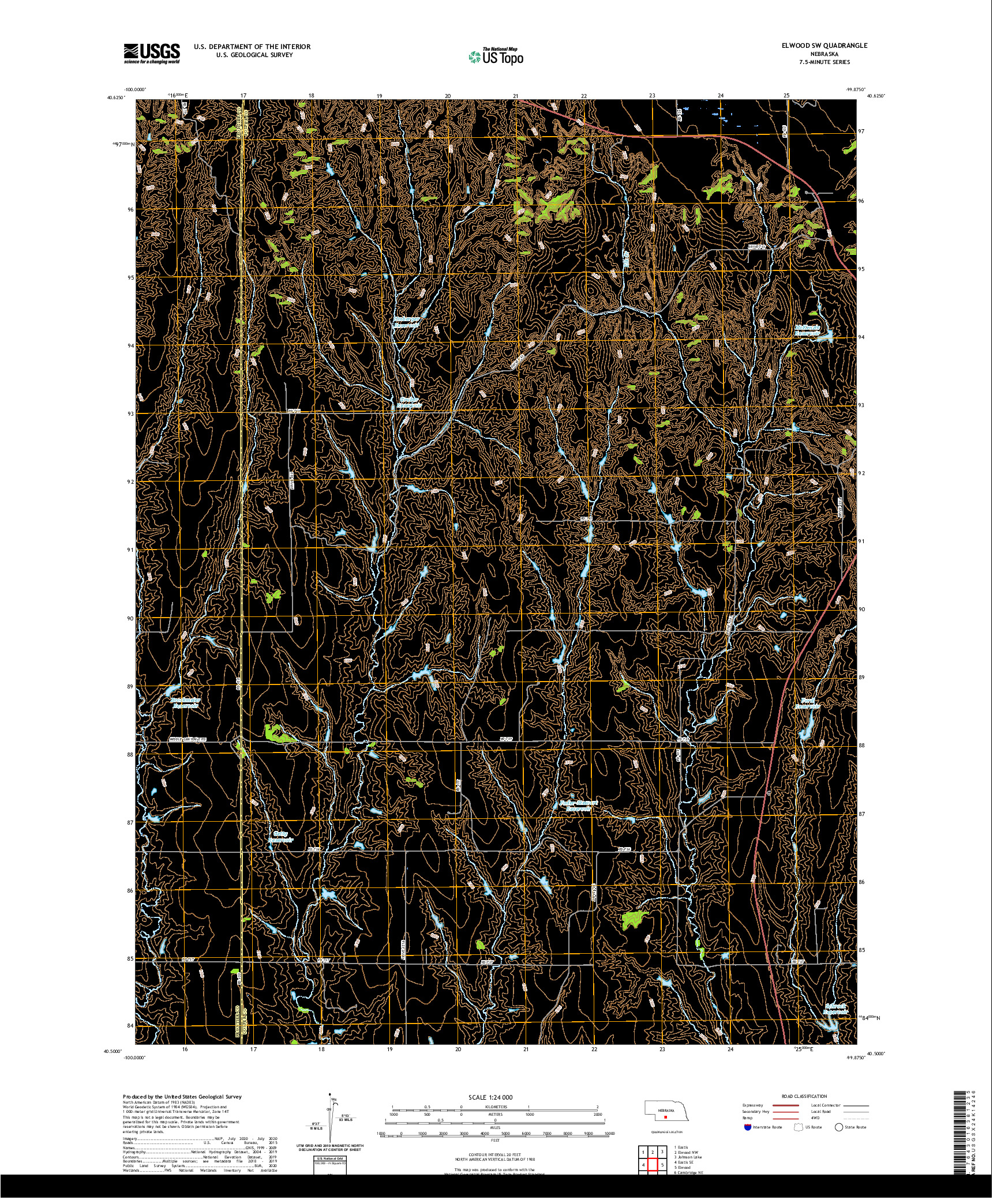 USGS US TOPO 7.5-MINUTE MAP FOR ELWOOD SW, NE 2021