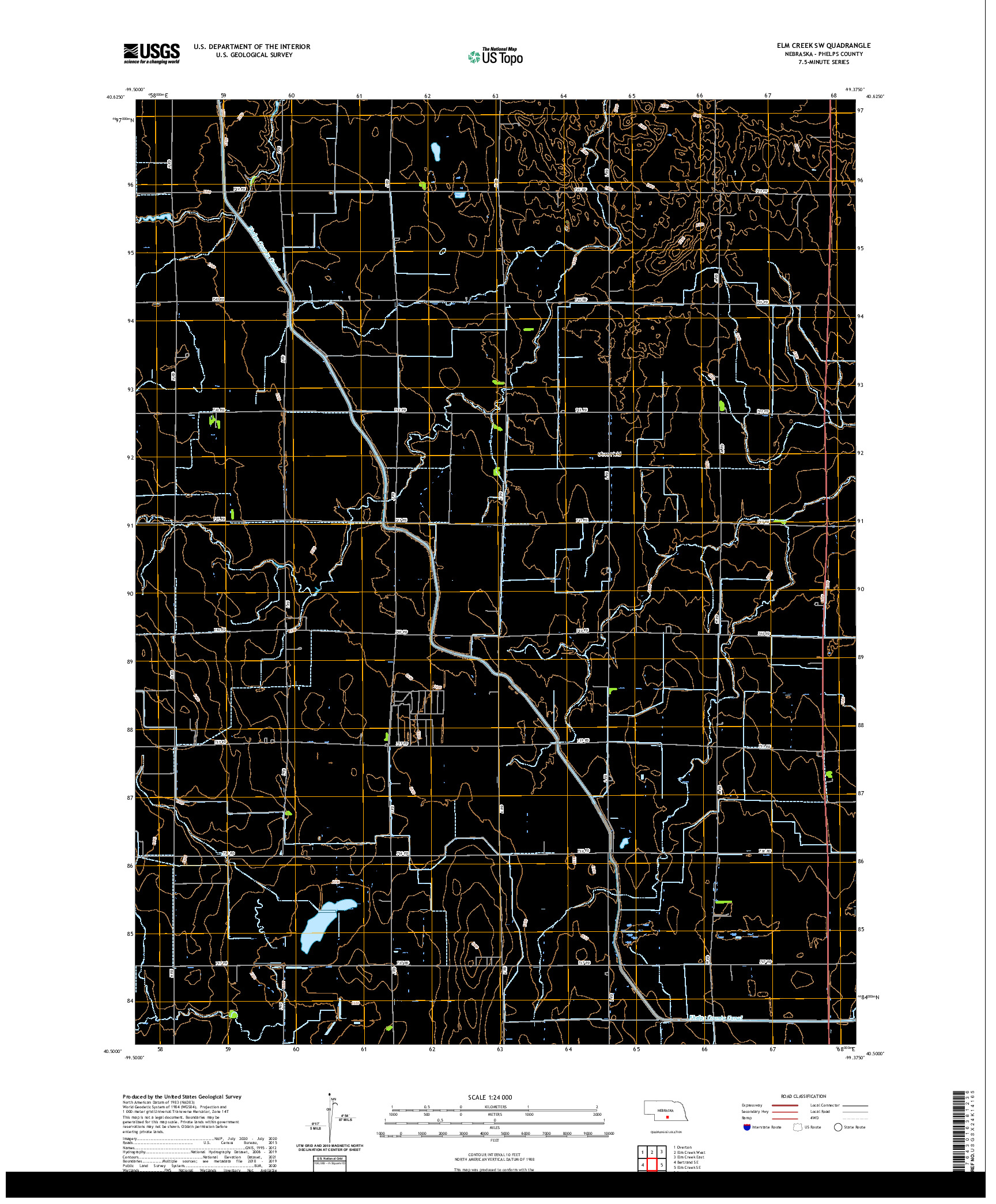 USGS US TOPO 7.5-MINUTE MAP FOR ELM CREEK SW, NE 2021