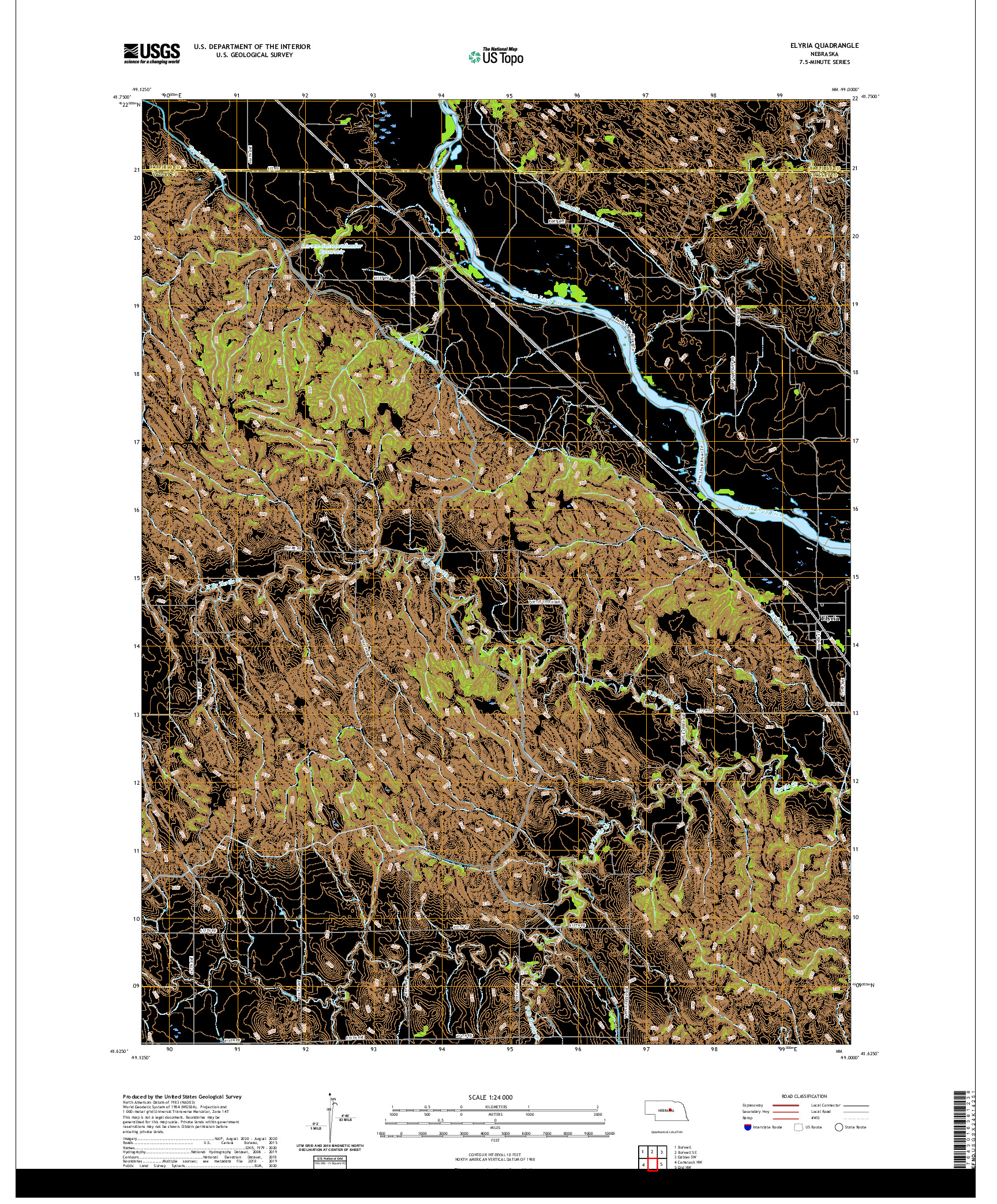 USGS US TOPO 7.5-MINUTE MAP FOR ELYRIA, NE 2021