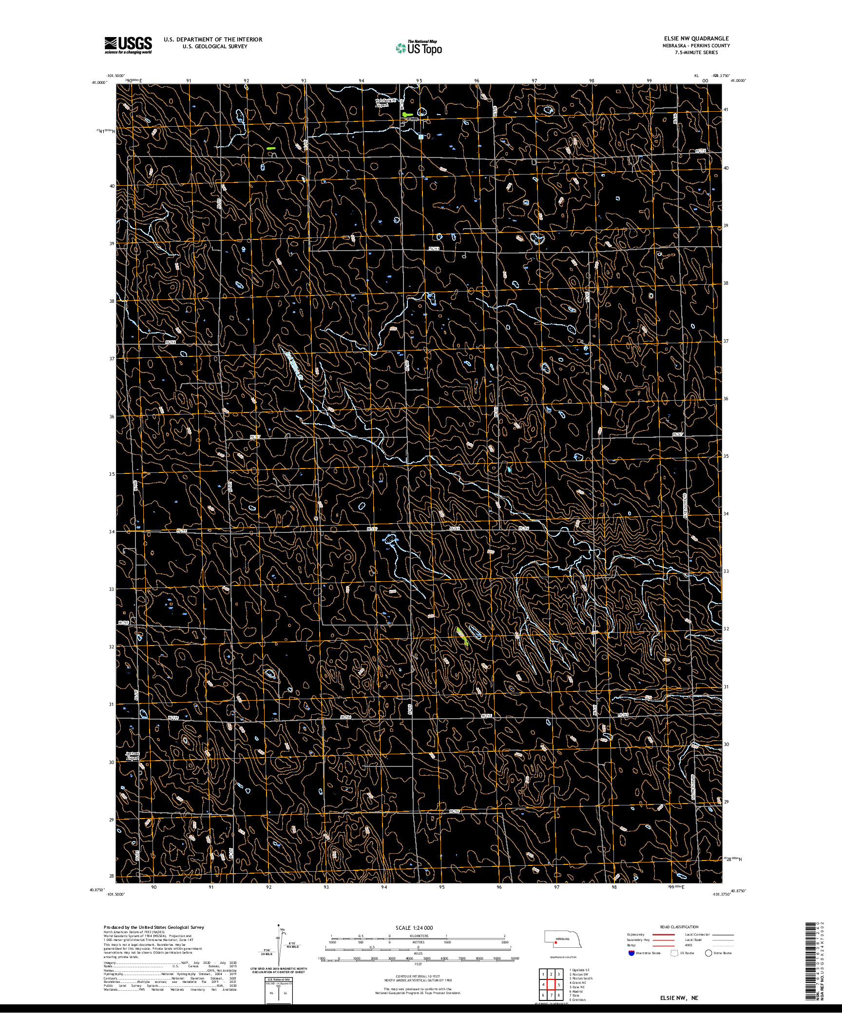 USGS US TOPO 7.5-MINUTE MAP FOR ELSIE NW, NE 2021