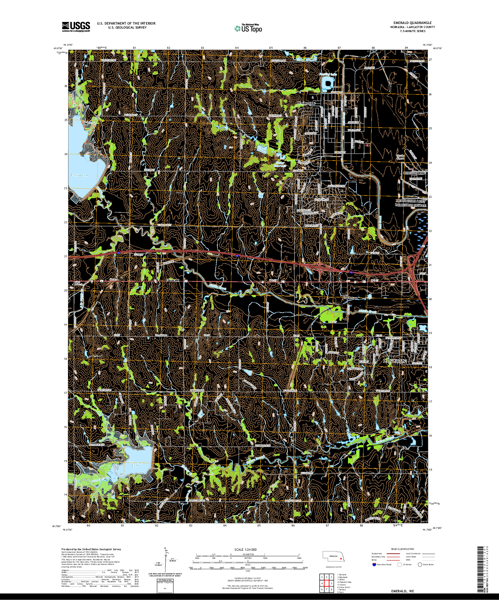 USGS US TOPO 7.5-MINUTE MAP FOR EMERALD, NE 2021