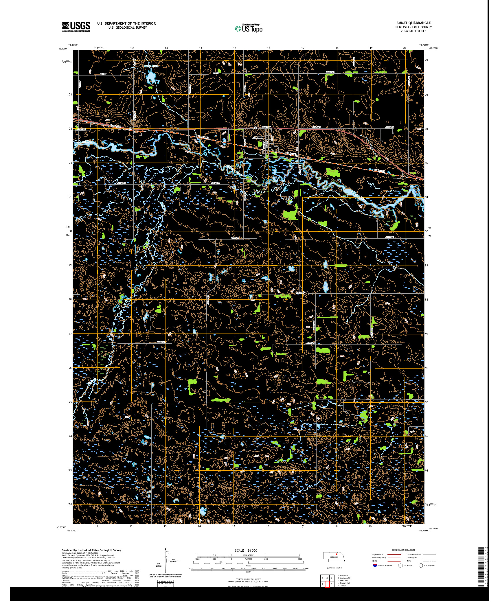 USGS US TOPO 7.5-MINUTE MAP FOR EMMET, NE 2021