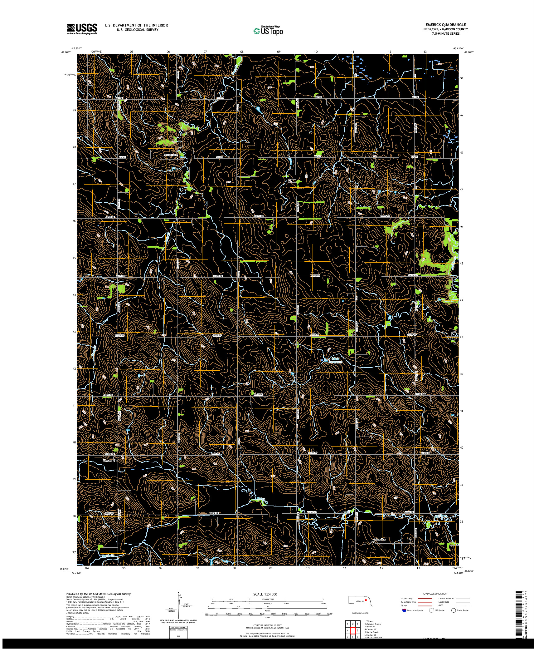 USGS US TOPO 7.5-MINUTE MAP FOR EMERICK, NE 2021
