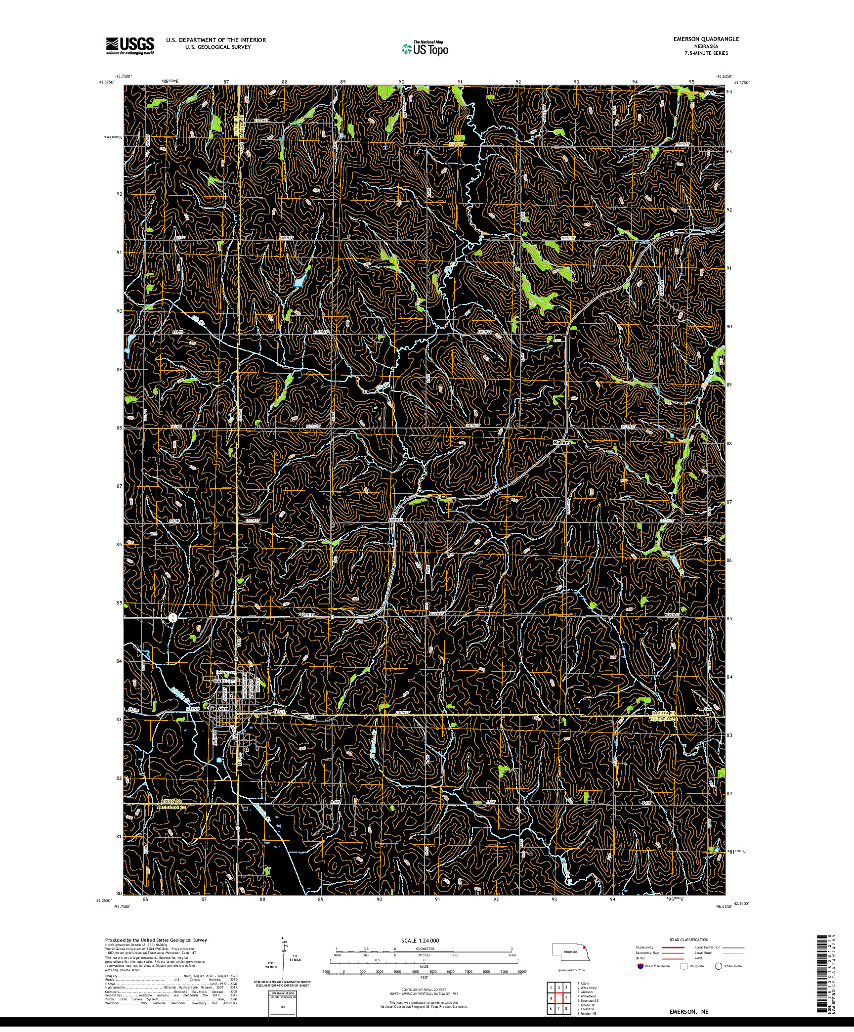 USGS US TOPO 7.5-MINUTE MAP FOR EMERSON, NE 2021