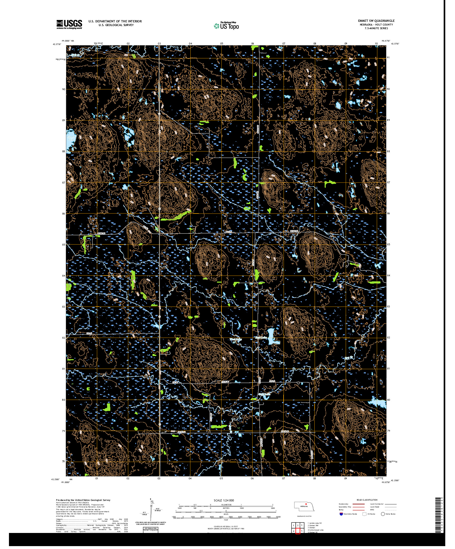 USGS US TOPO 7.5-MINUTE MAP FOR EMMET SW, NE 2021