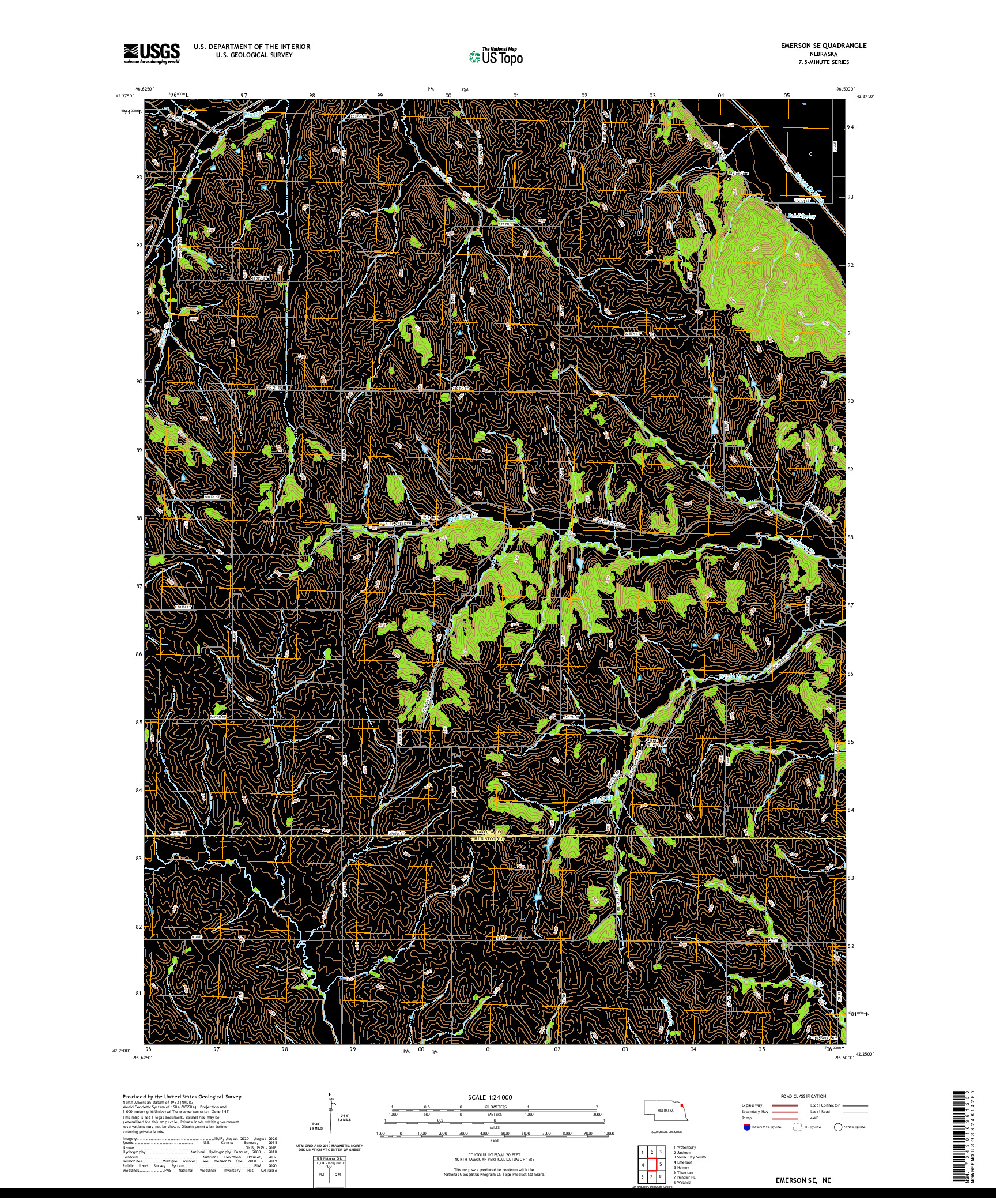 USGS US TOPO 7.5-MINUTE MAP FOR EMERSON SE, NE 2021
