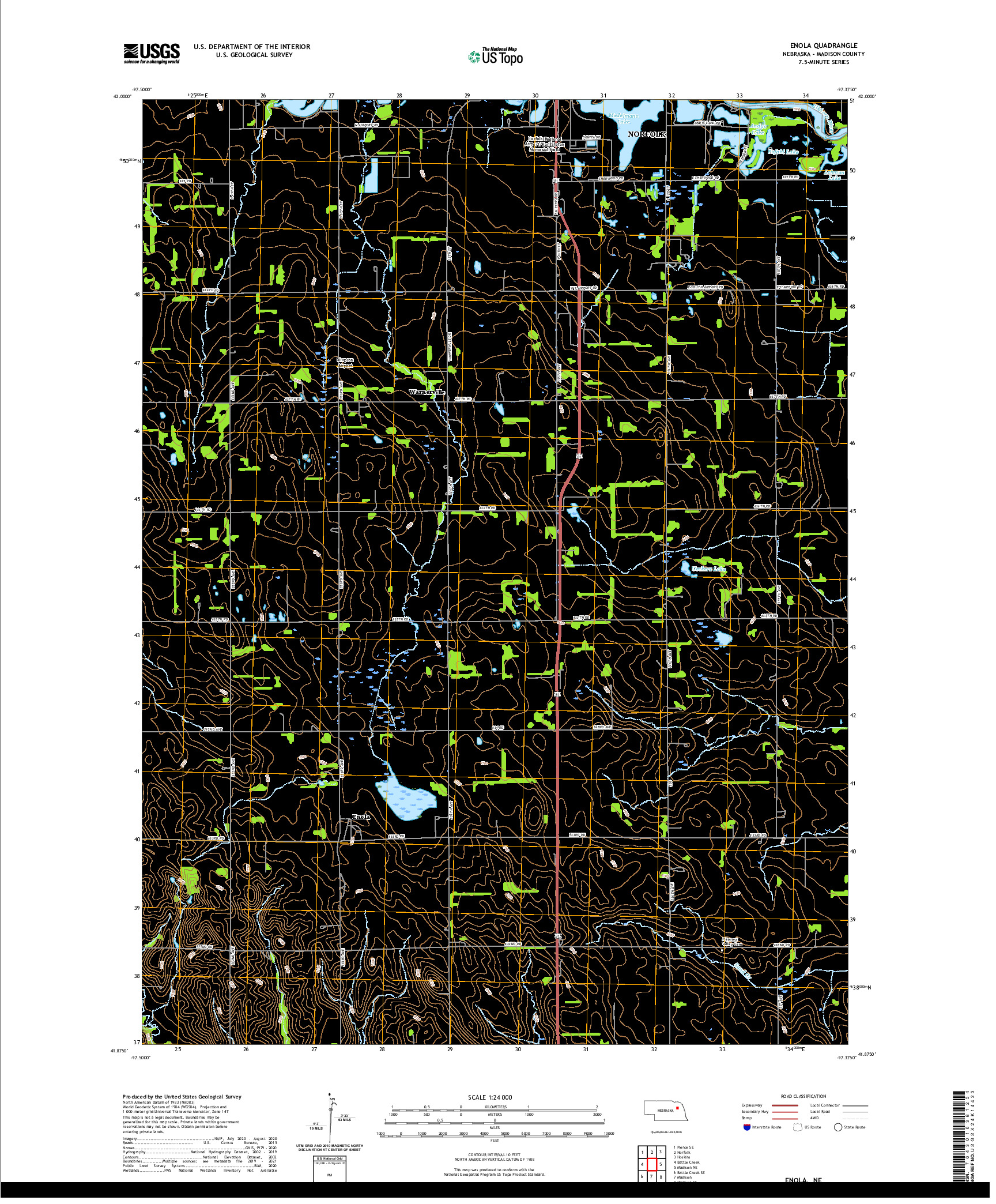 USGS US TOPO 7.5-MINUTE MAP FOR ENOLA, NE 2021