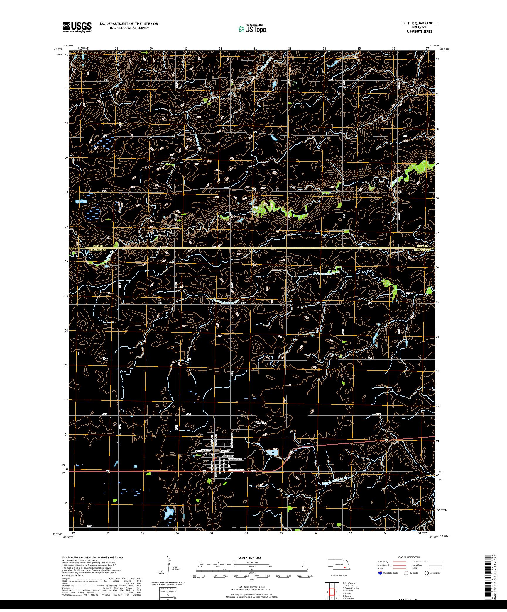 USGS US TOPO 7.5-MINUTE MAP FOR EXETER, NE 2021
