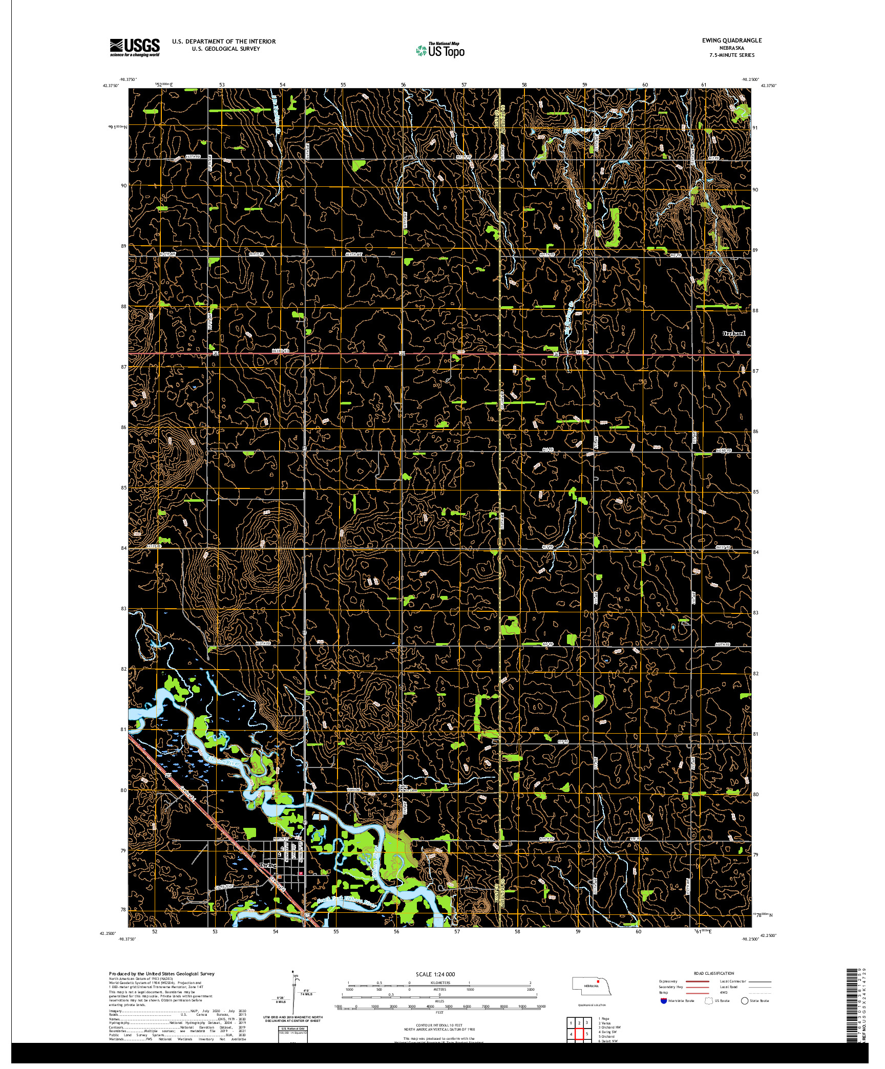 USGS US TOPO 7.5-MINUTE MAP FOR EWING, NE 2021