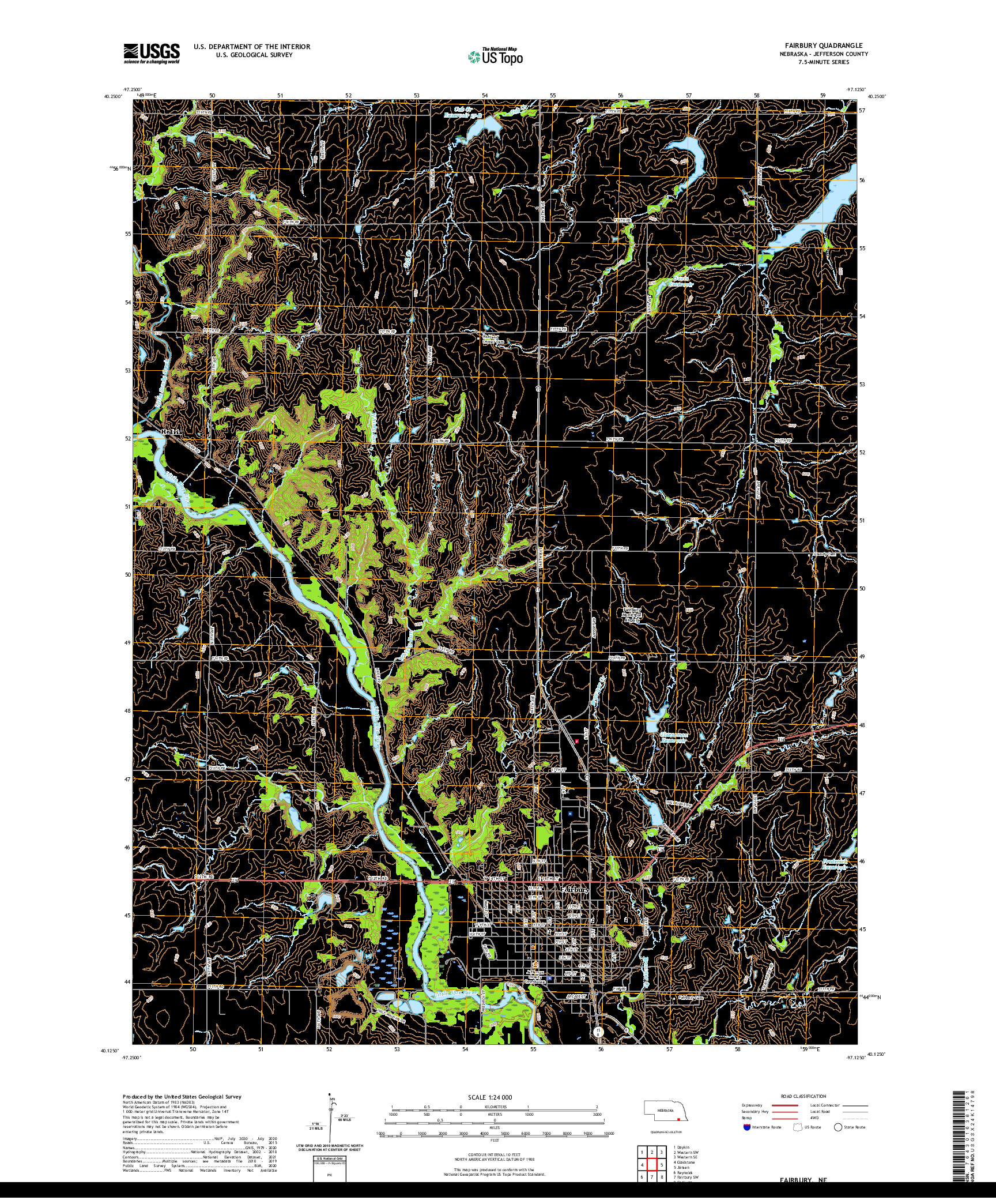 USGS US TOPO 7.5-MINUTE MAP FOR FAIRBURY, NE 2021
