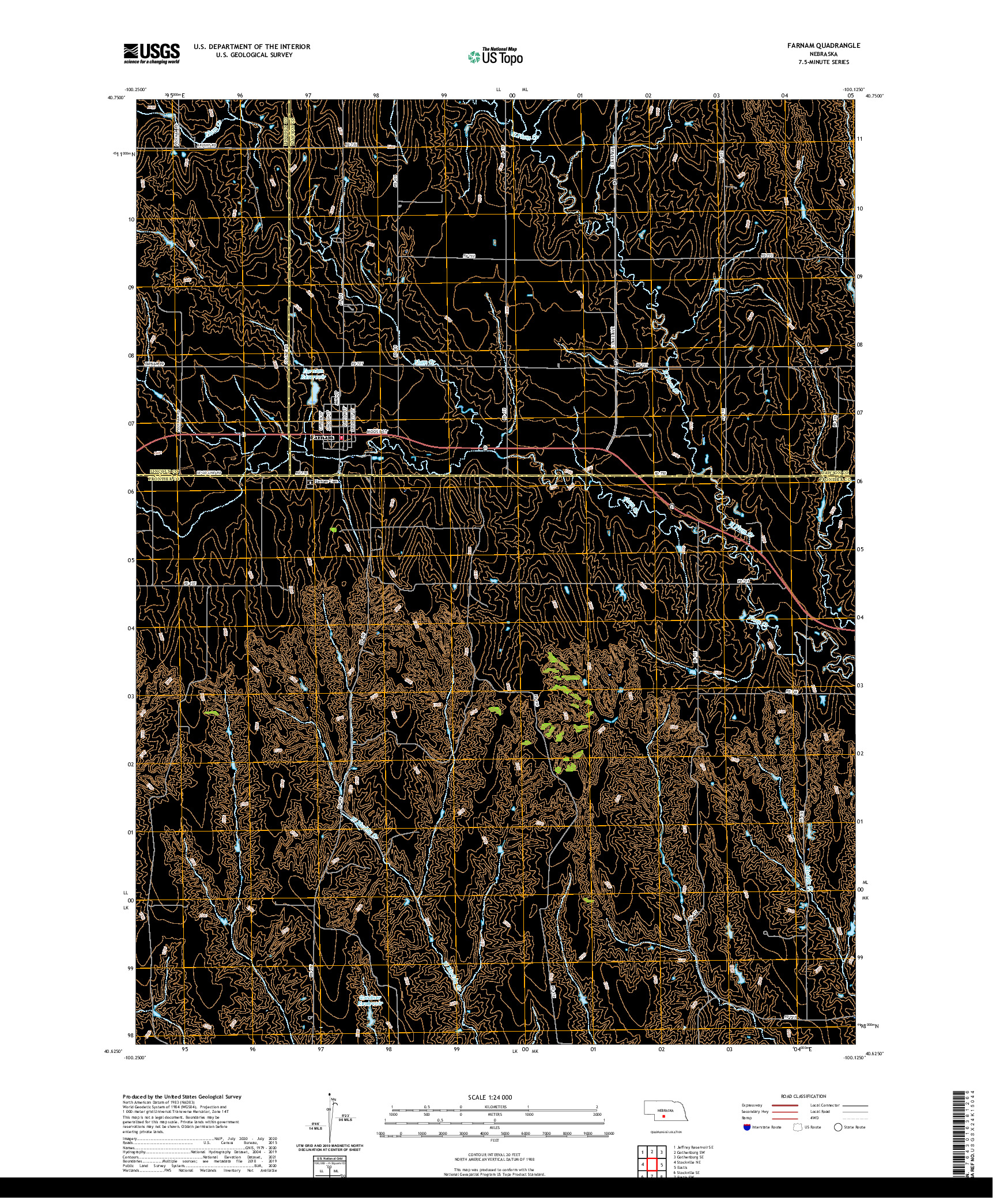 USGS US TOPO 7.5-MINUTE MAP FOR FARNAM, NE 2021