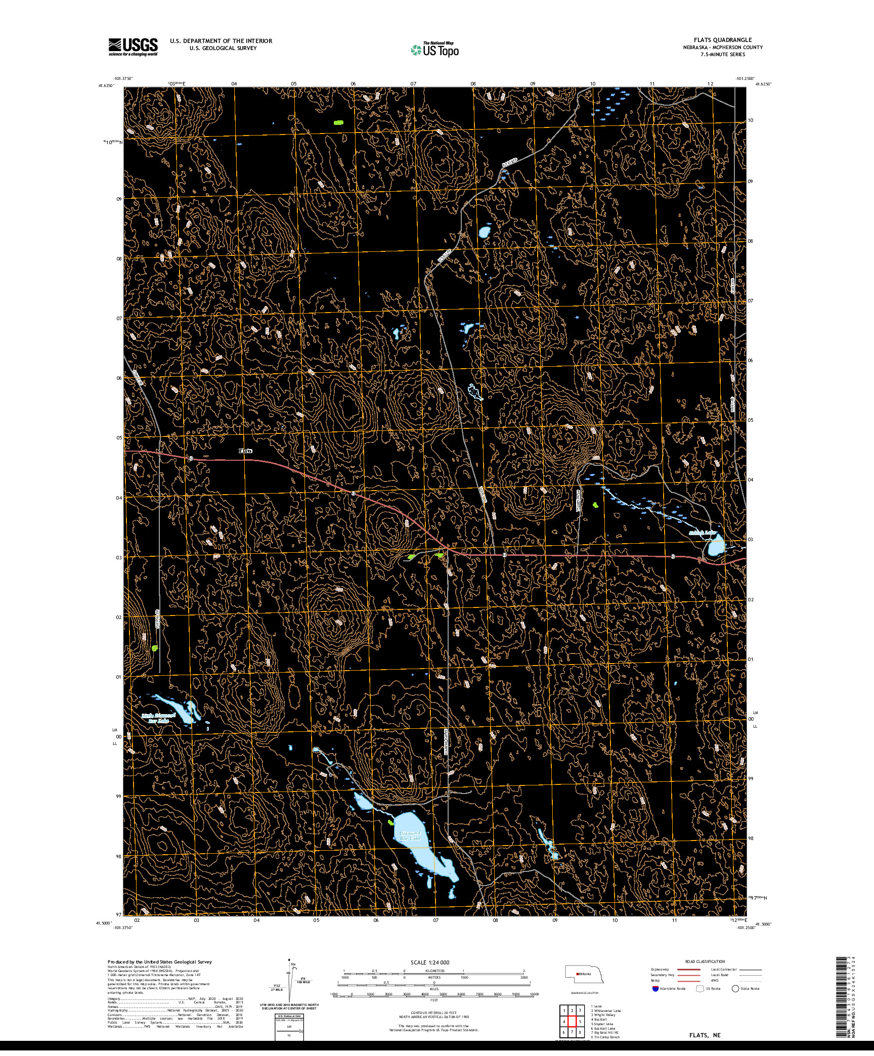 USGS US TOPO 7.5-MINUTE MAP FOR FLATS, NE 2021