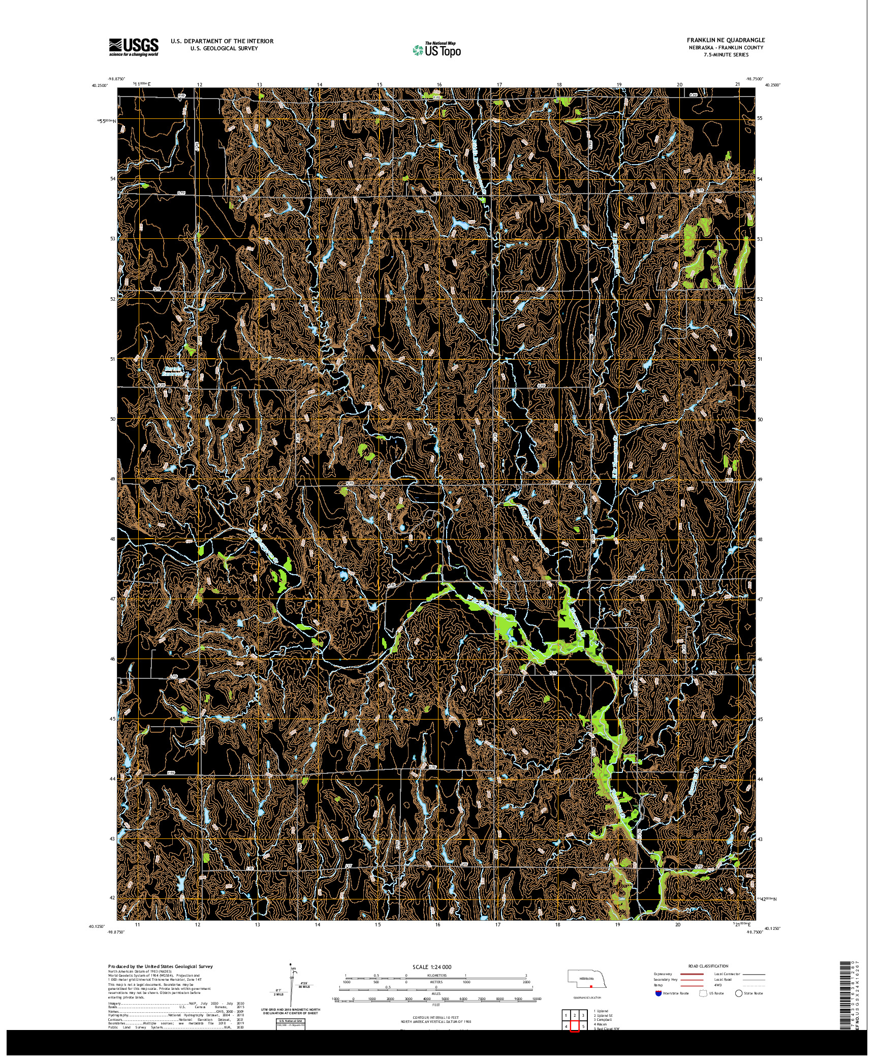 USGS US TOPO 7.5-MINUTE MAP FOR FRANKLIN NE, NE 2021
