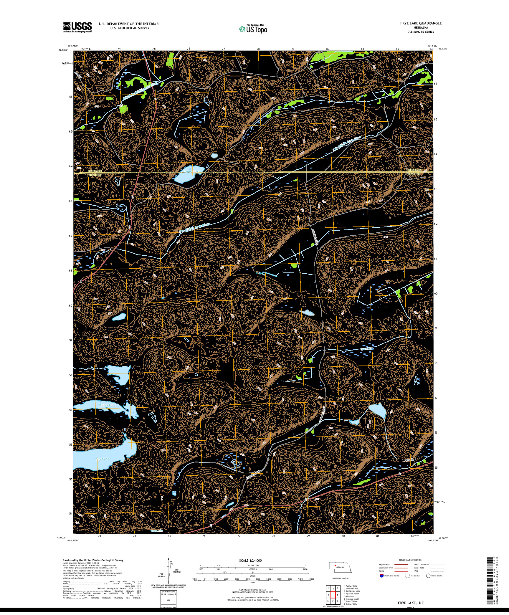 USGS US TOPO 7.5-MINUTE MAP FOR FRYE LAKE, NE 2021