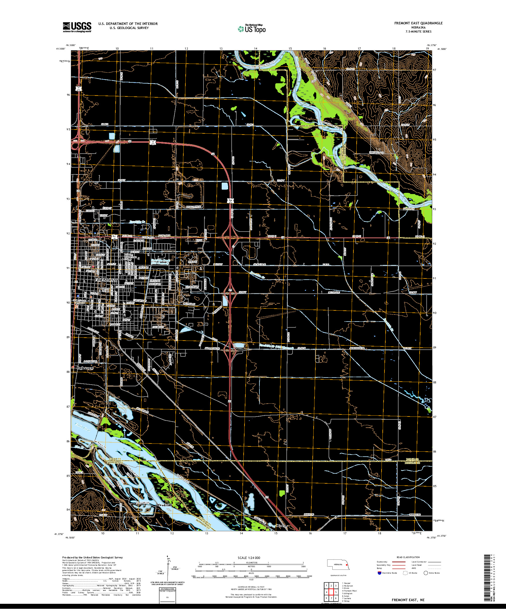 USGS US TOPO 7.5-MINUTE MAP FOR FREMONT EAST, NE 2021