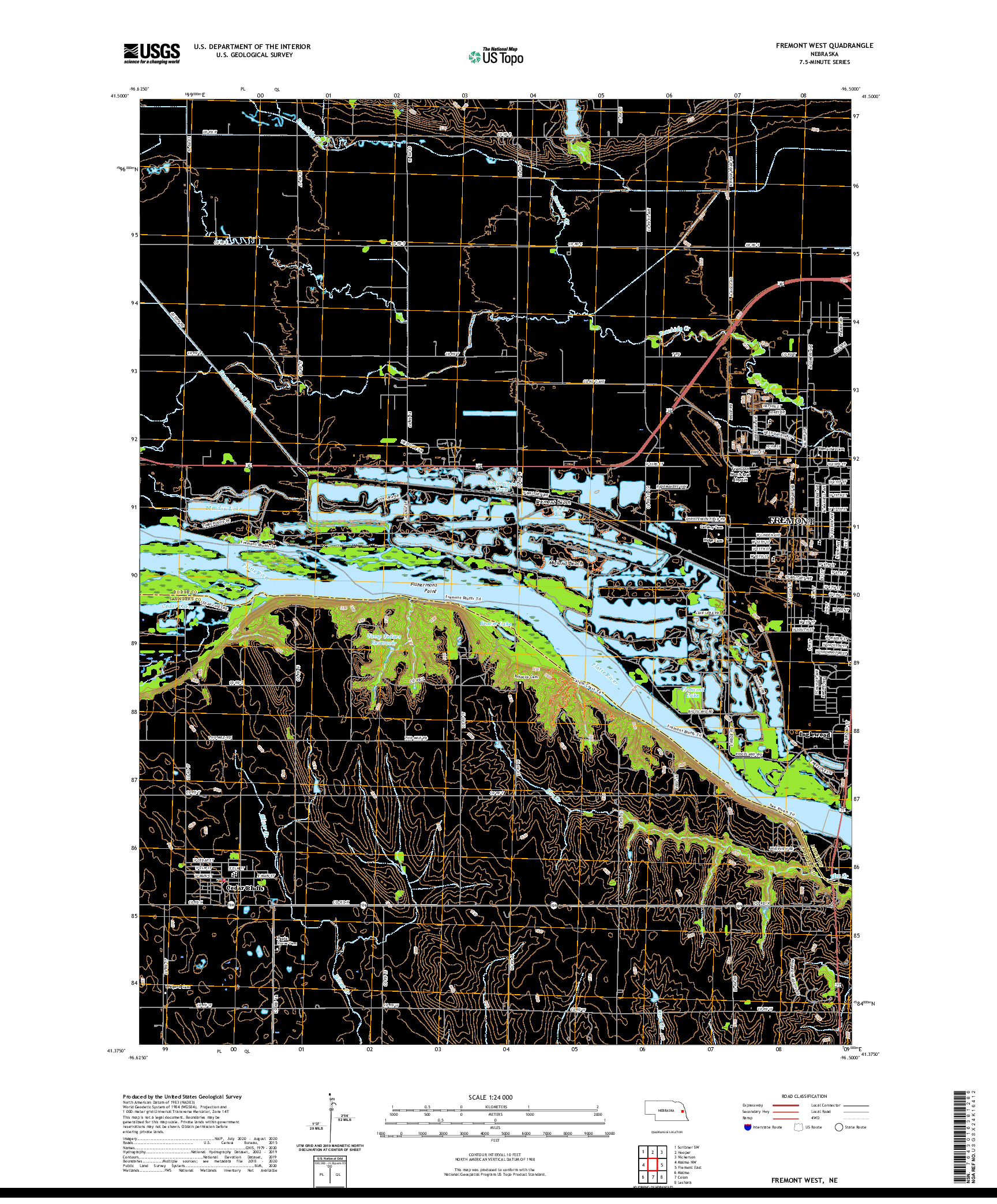 USGS US TOPO 7.5-MINUTE MAP FOR FREMONT WEST, NE 2021