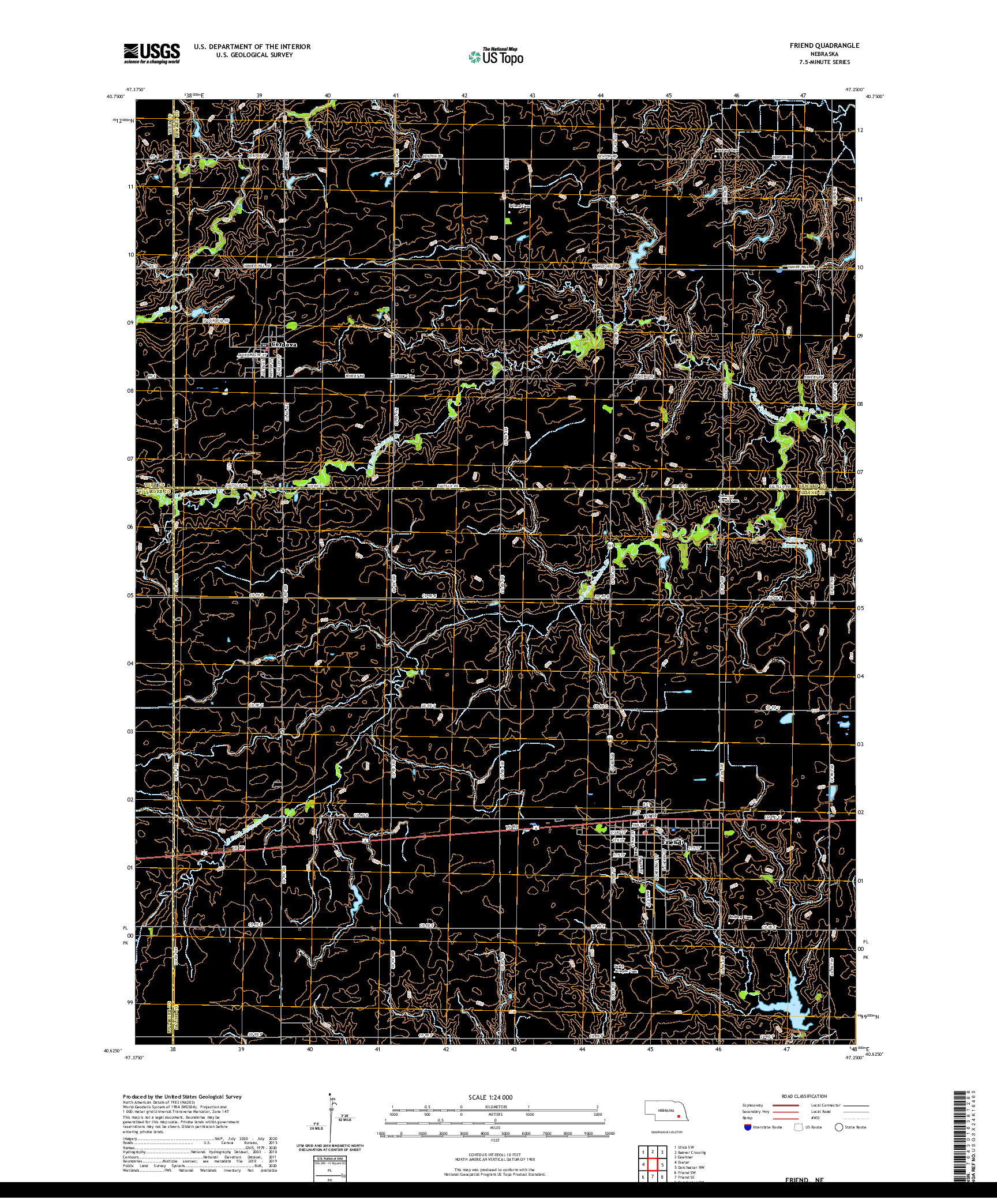 USGS US TOPO 7.5-MINUTE MAP FOR FRIEND, NE 2021
