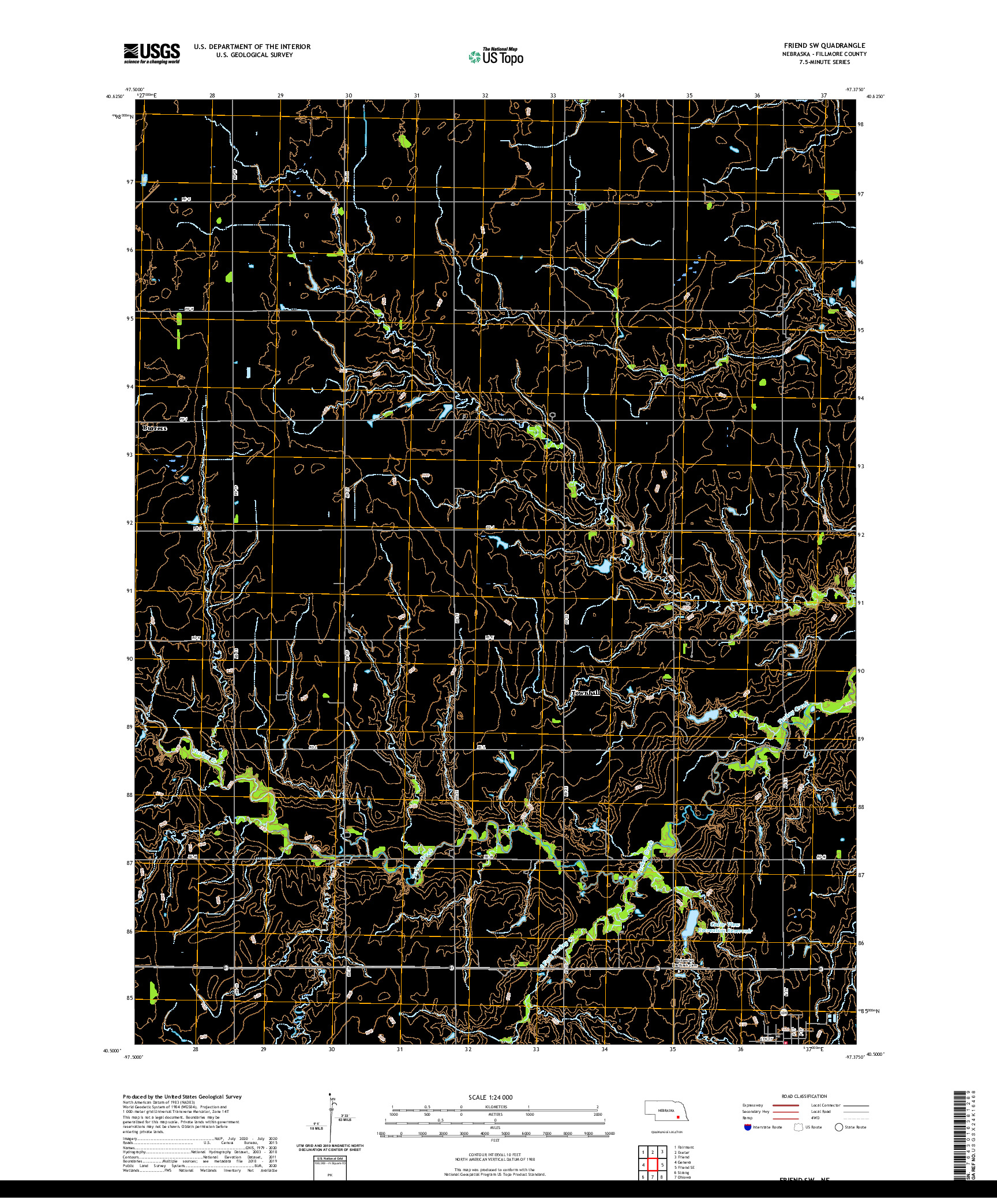 USGS US TOPO 7.5-MINUTE MAP FOR FRIEND SW, NE 2021