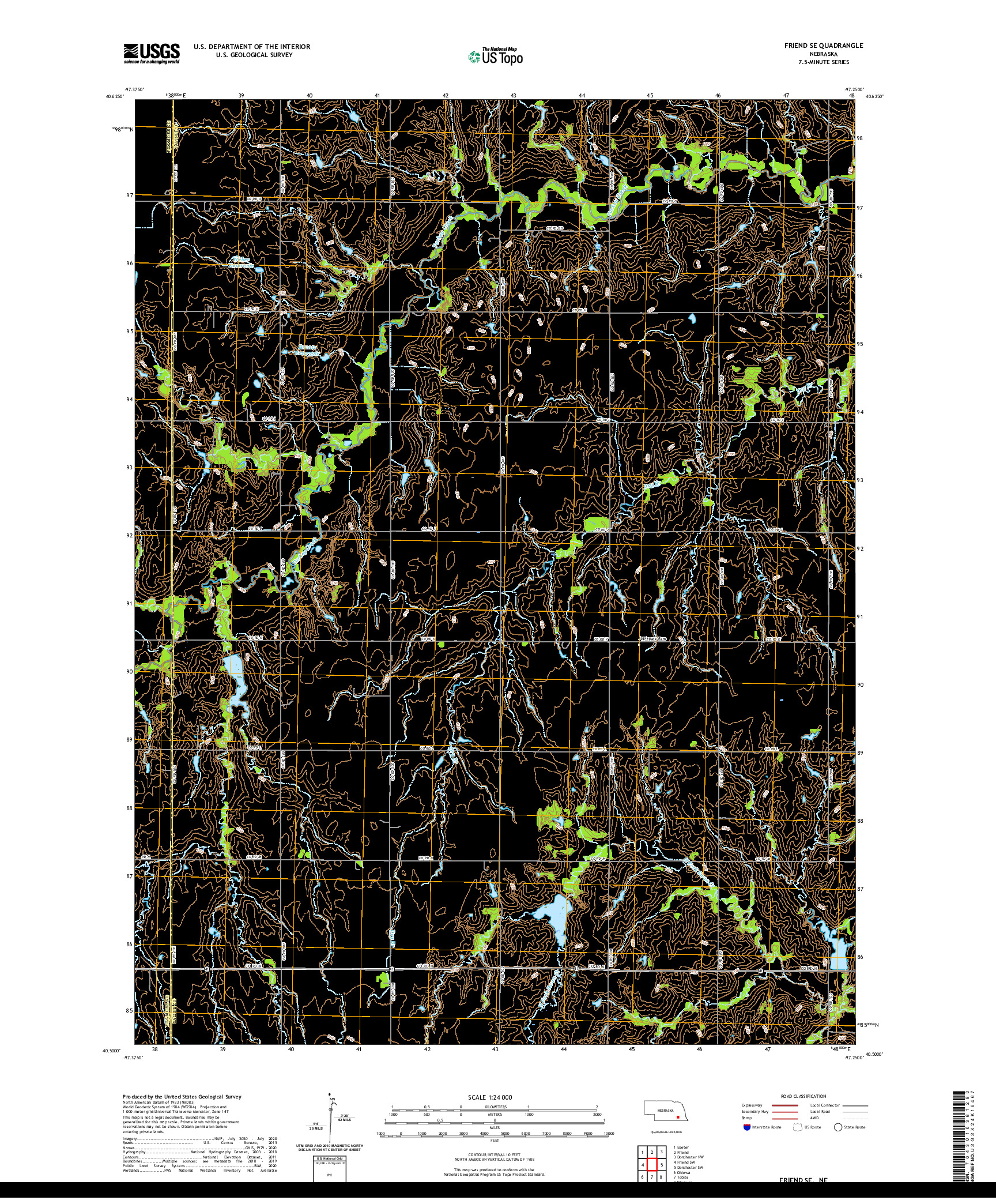 USGS US TOPO 7.5-MINUTE MAP FOR FRIEND SE, NE 2021