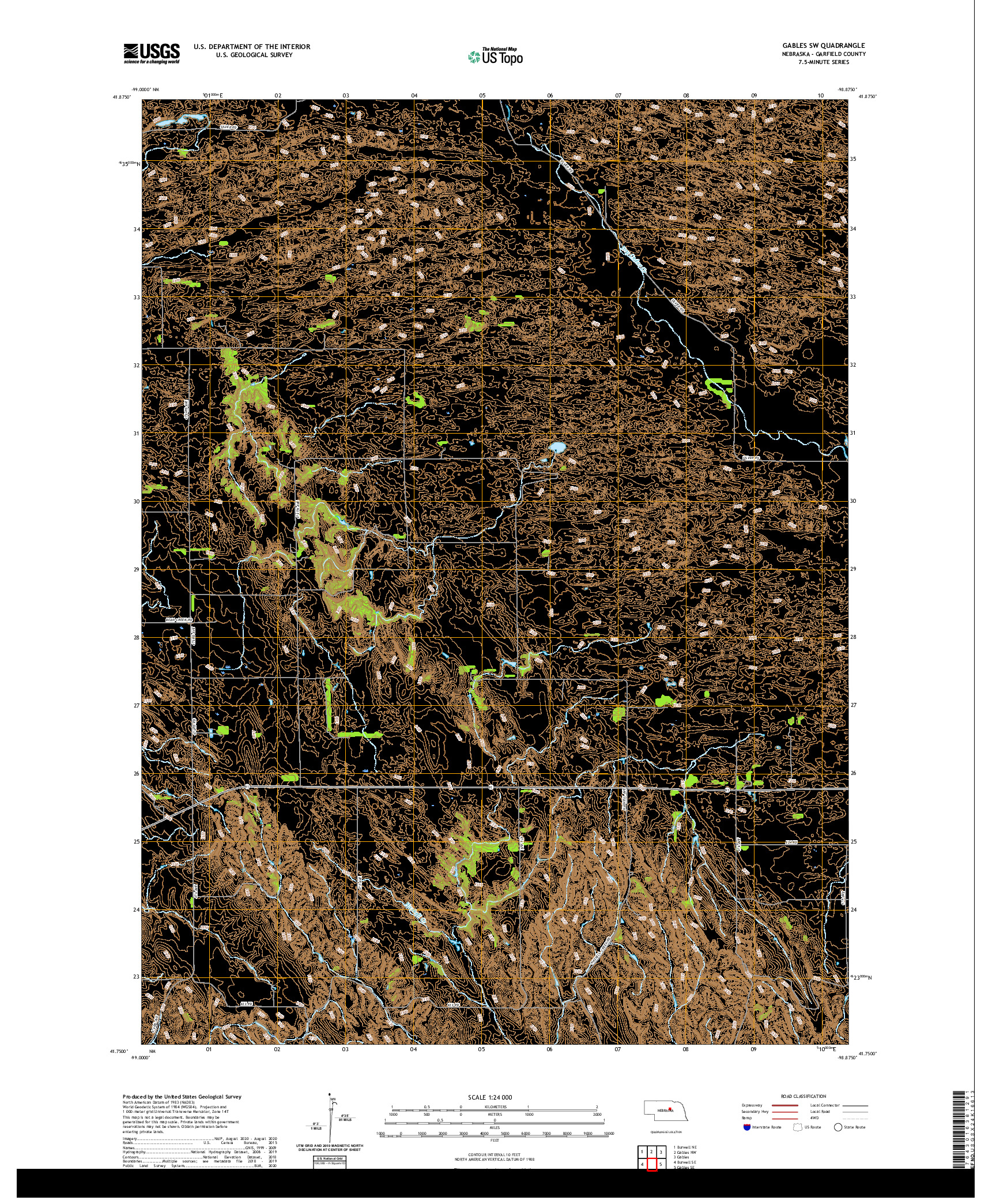 USGS US TOPO 7.5-MINUTE MAP FOR GABLES SW, NE 2021