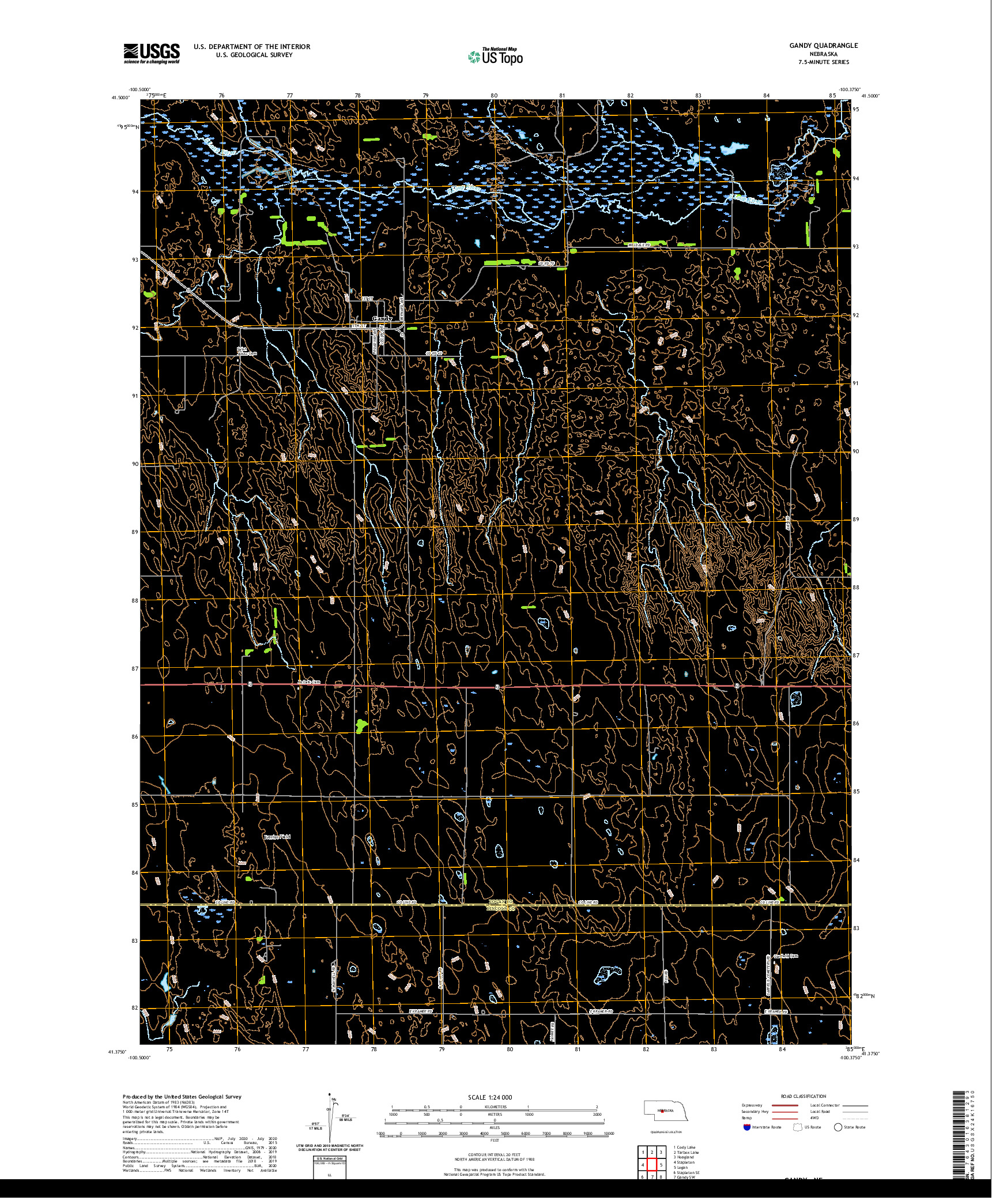 USGS US TOPO 7.5-MINUTE MAP FOR GANDY, NE 2021