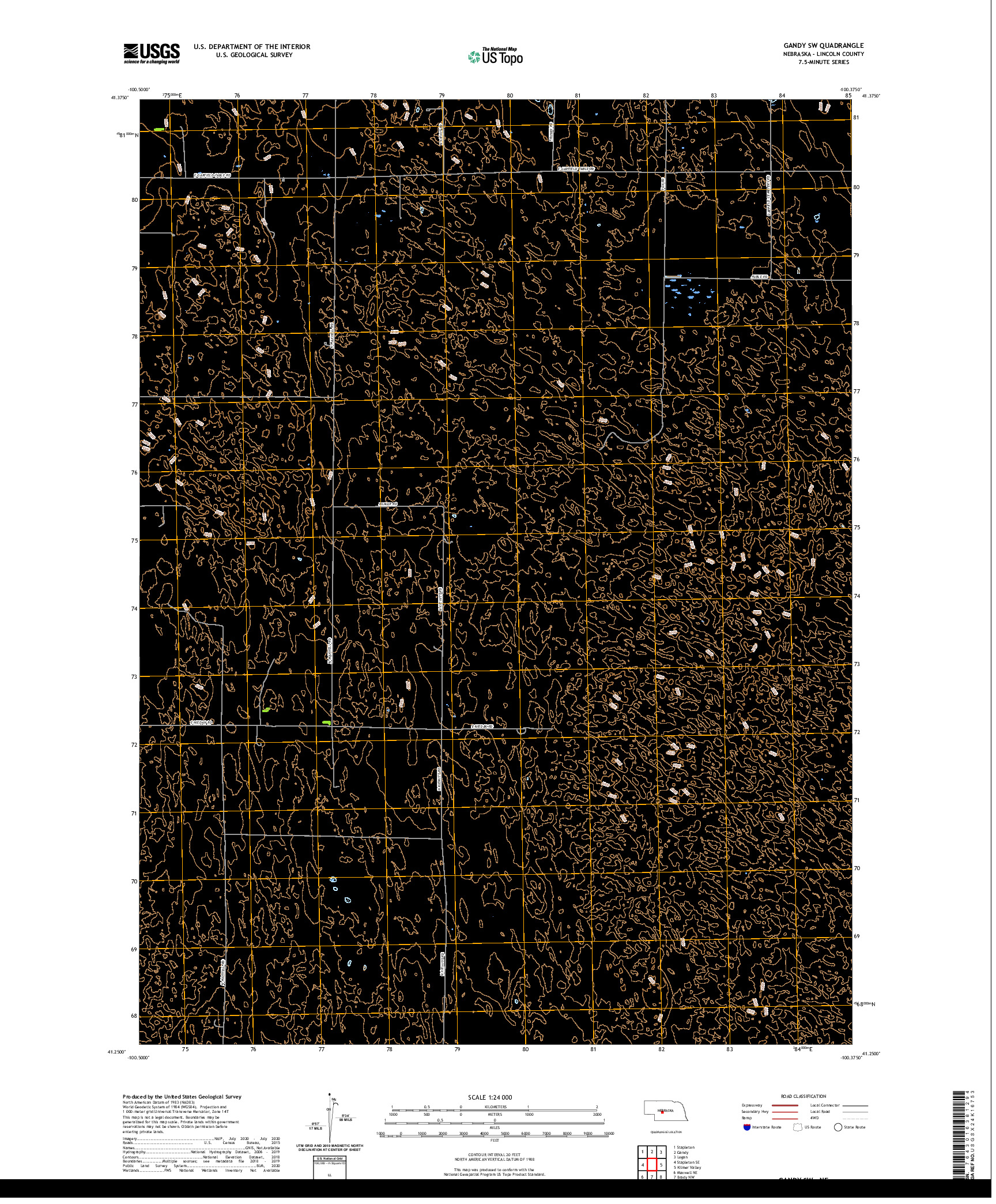 USGS US TOPO 7.5-MINUTE MAP FOR GANDY SW, NE 2021