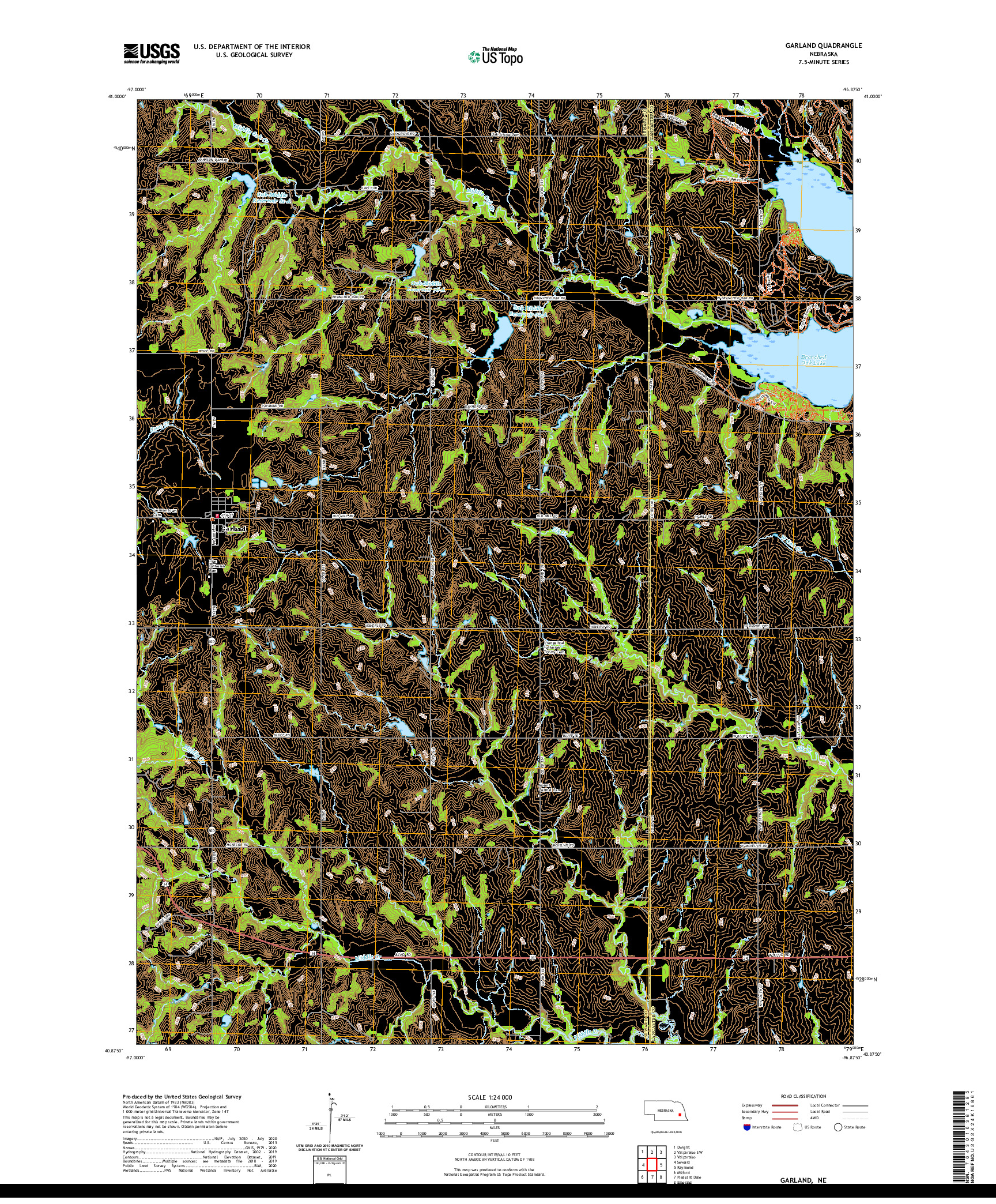USGS US TOPO 7.5-MINUTE MAP FOR GARLAND, NE 2021