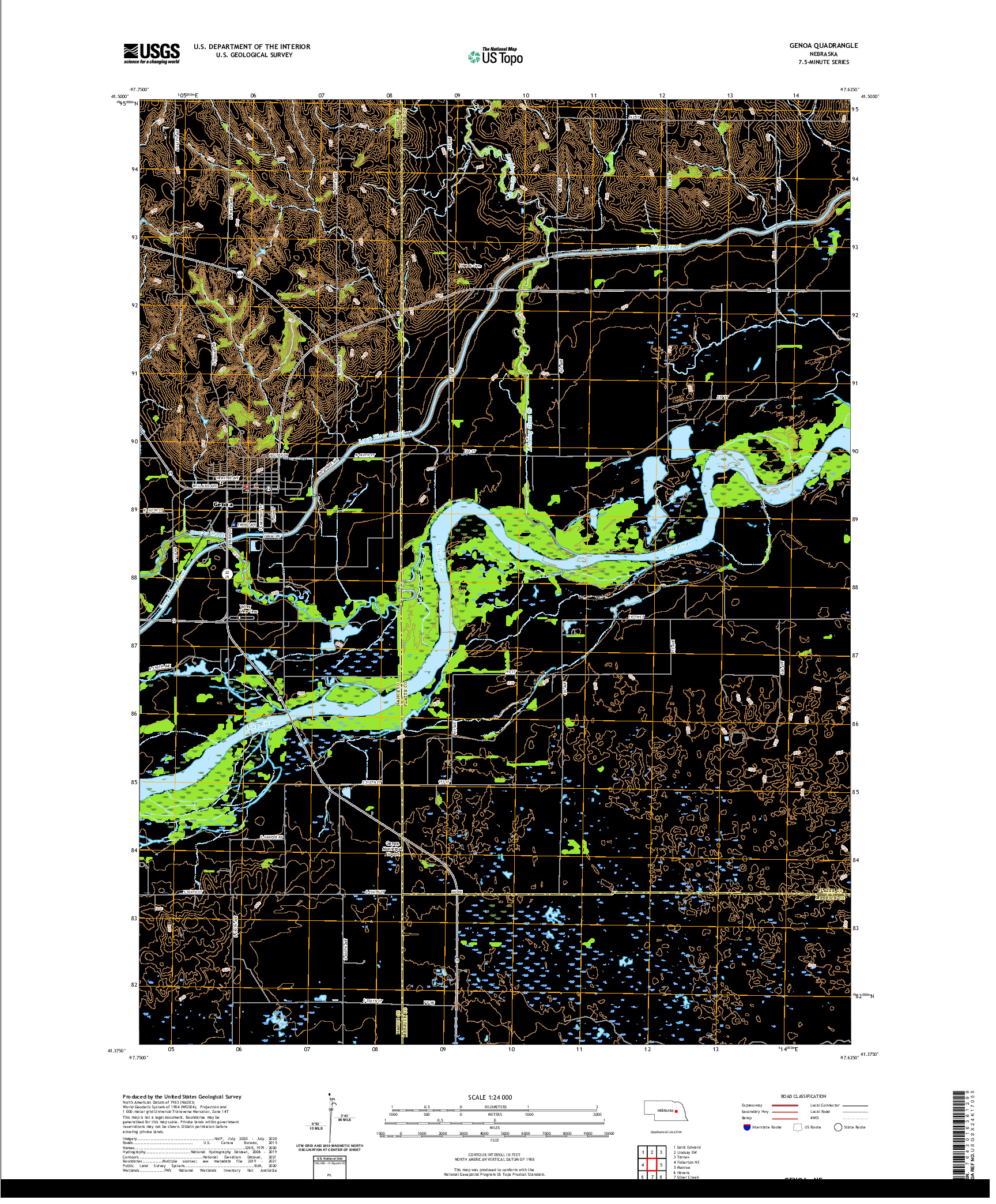 USGS US TOPO 7.5-MINUTE MAP FOR GENOA, NE 2021