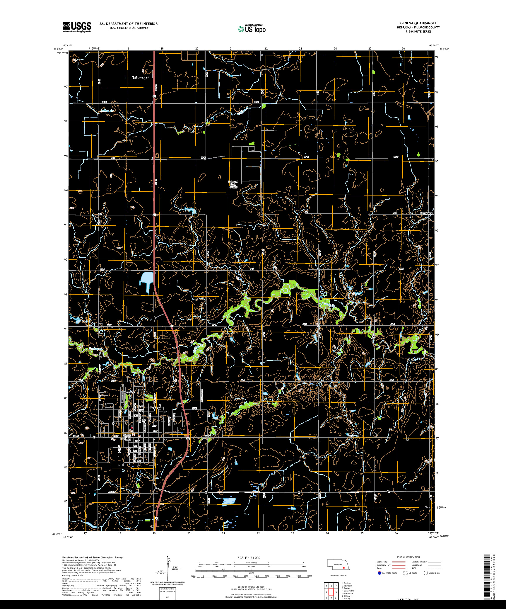 USGS US TOPO 7.5-MINUTE MAP FOR GENEVA, NE 2021