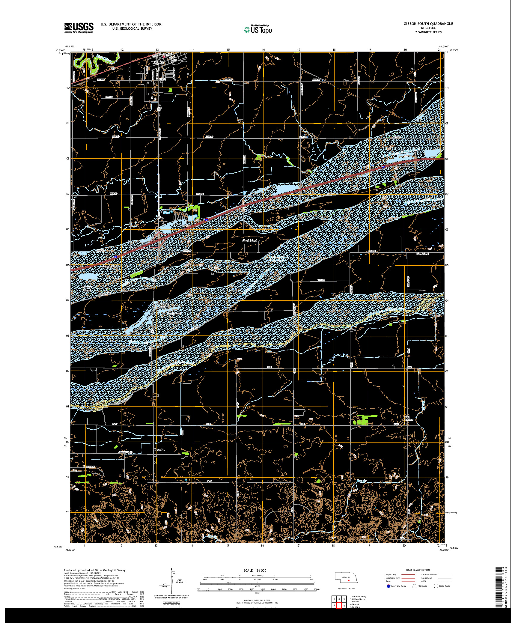 USGS US TOPO 7.5-MINUTE MAP FOR GIBBON SOUTH, NE 2021