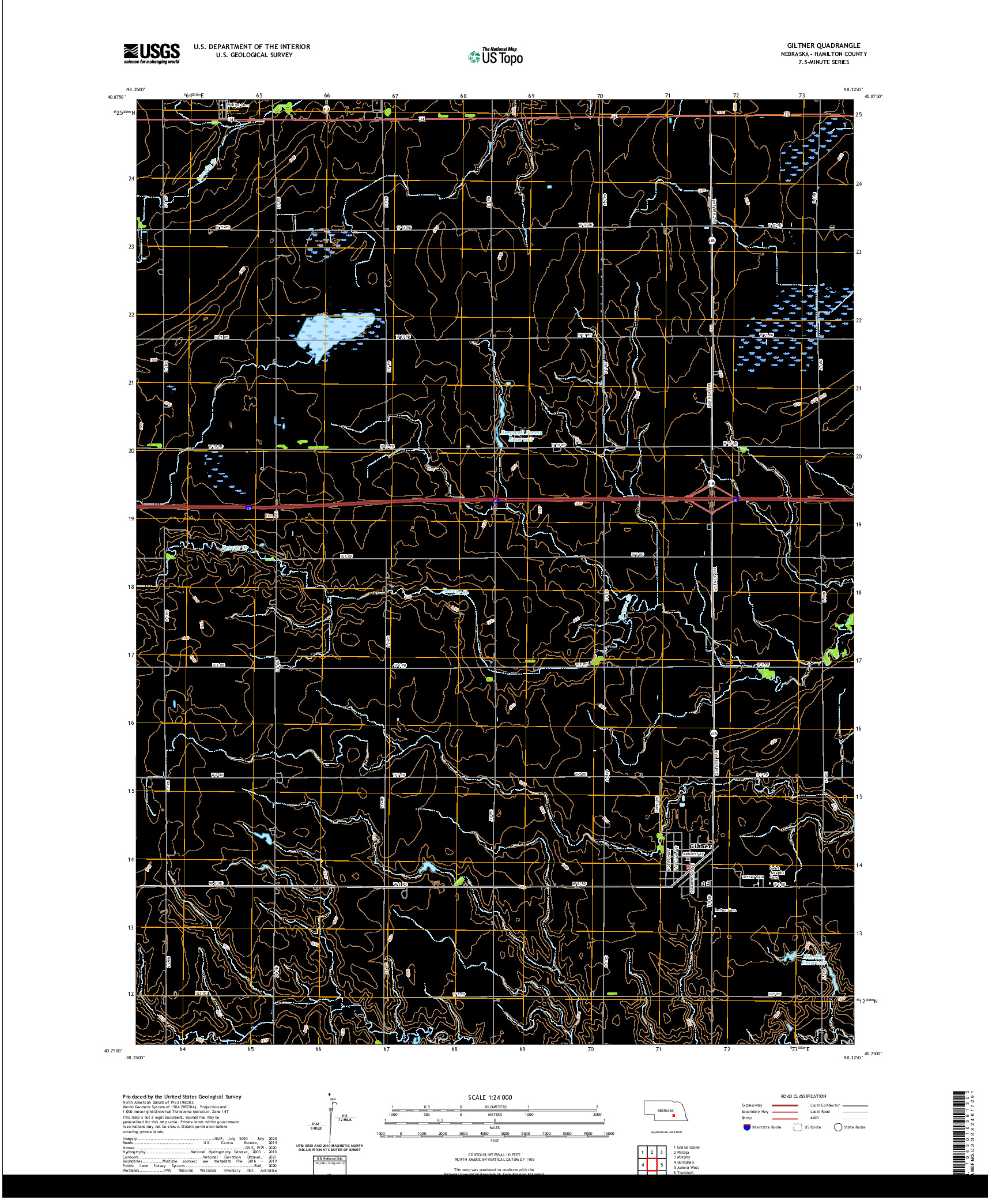 USGS US TOPO 7.5-MINUTE MAP FOR GILTNER, NE 2021