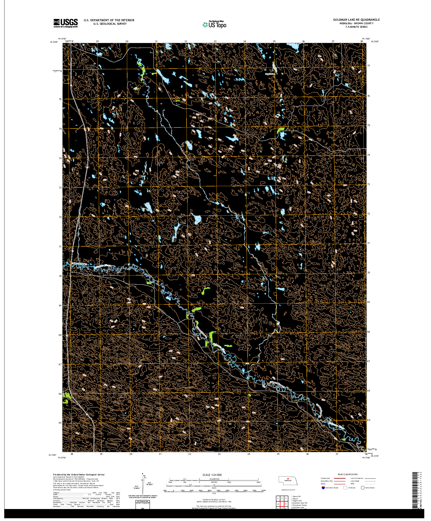 USGS US TOPO 7.5-MINUTE MAP FOR GOLDMAN LAKE NE, NE 2021