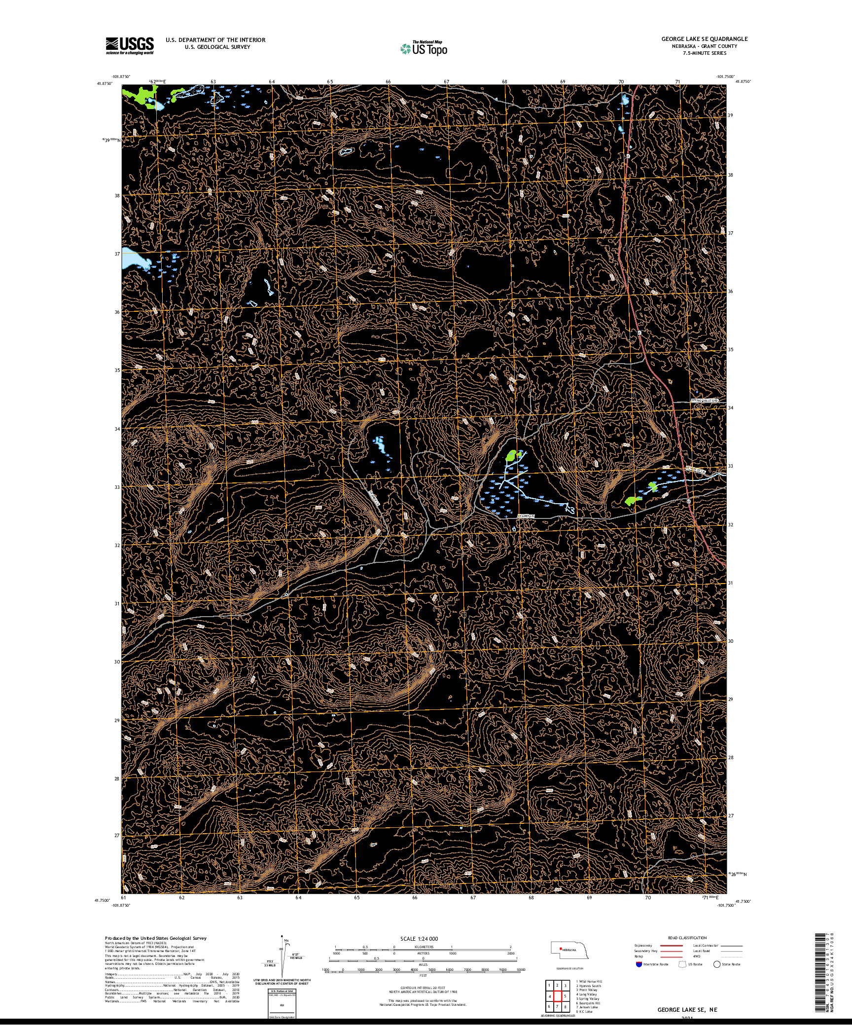 USGS US TOPO 7.5-MINUTE MAP FOR GEORGE LAKE SE, NE 2021