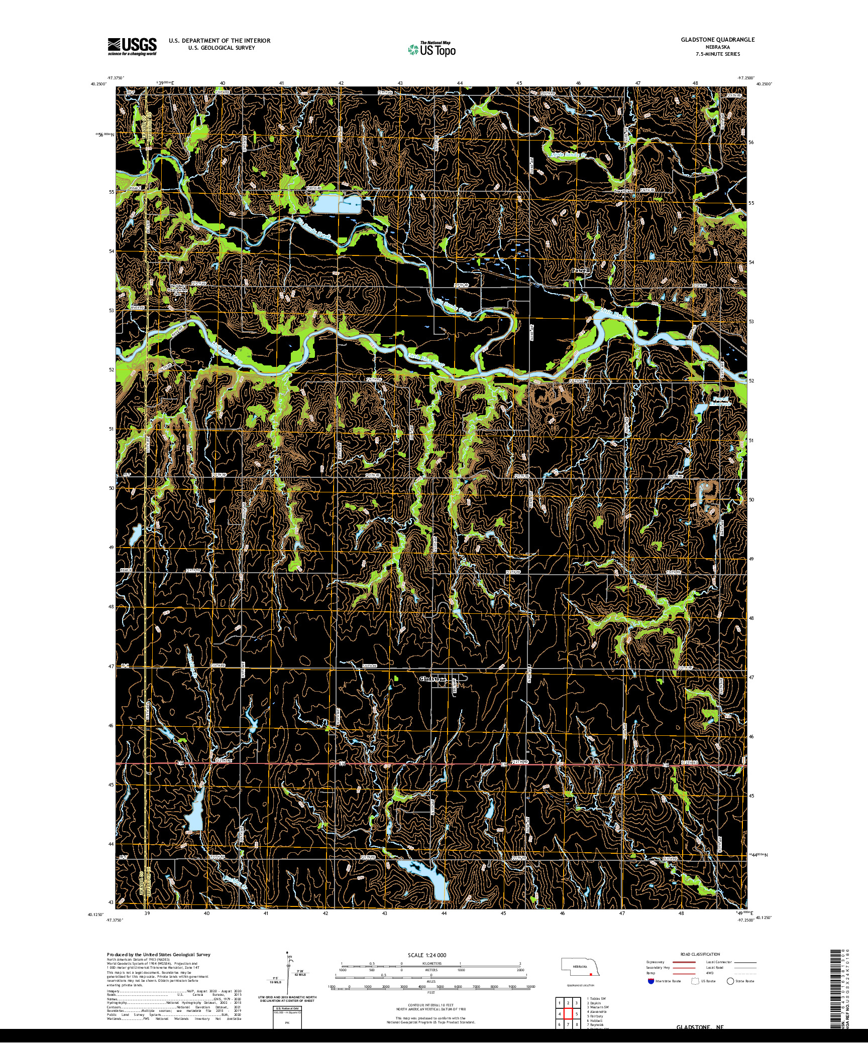 USGS US TOPO 7.5-MINUTE MAP FOR GLADSTONE, NE 2021