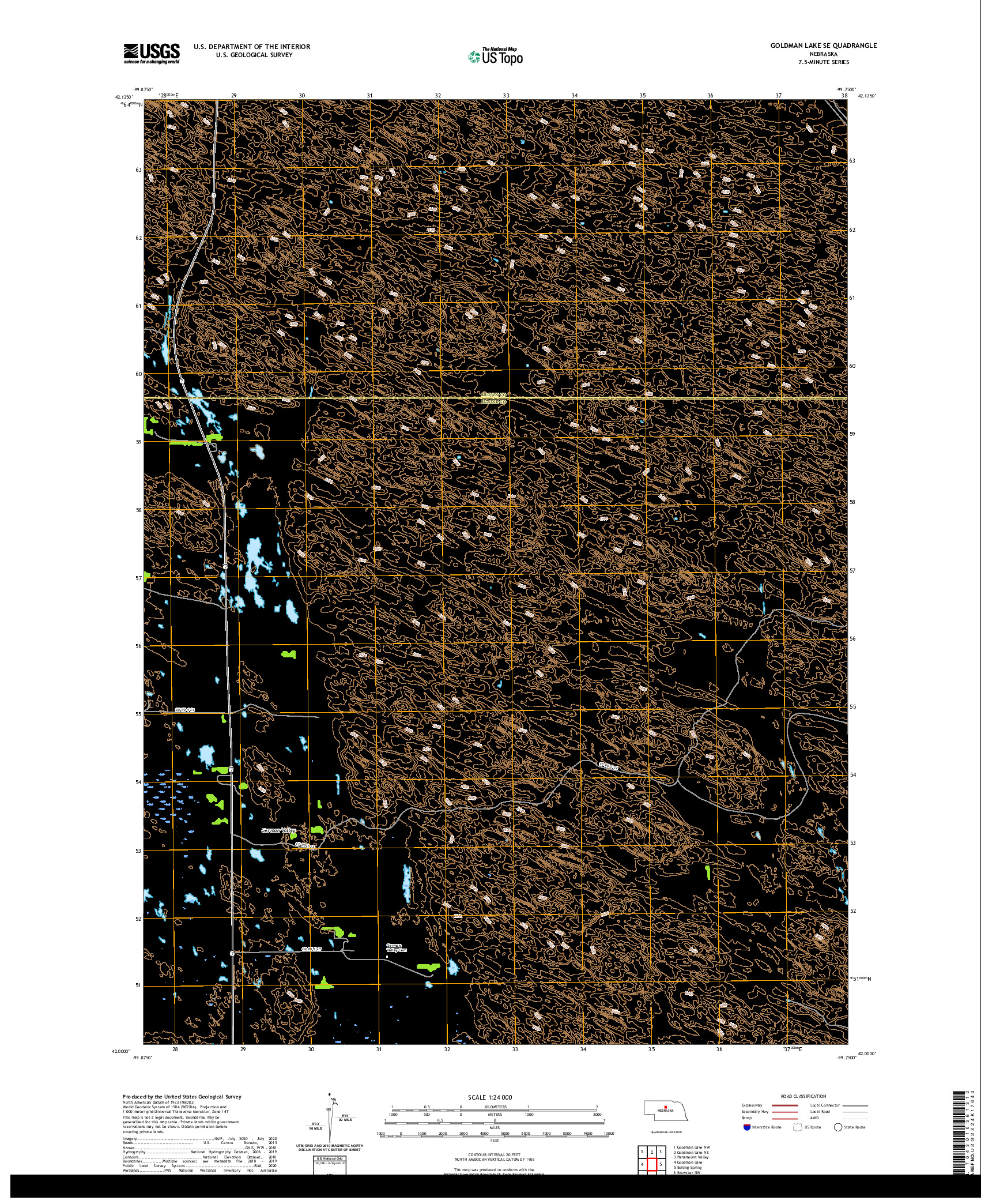 USGS US TOPO 7.5-MINUTE MAP FOR GOLDMAN LAKE SE, NE 2021