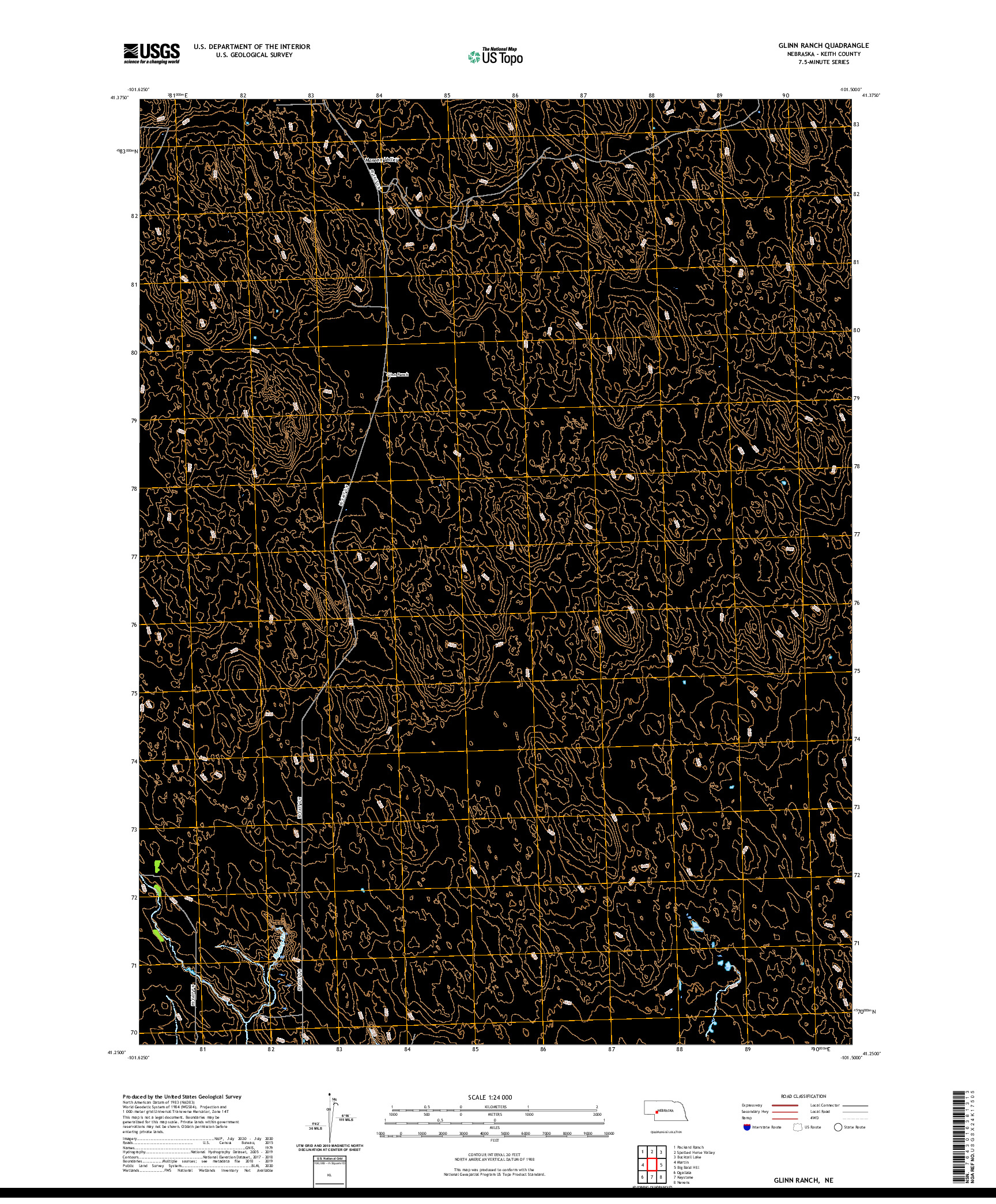 USGS US TOPO 7.5-MINUTE MAP FOR GLINN RANCH, NE 2021