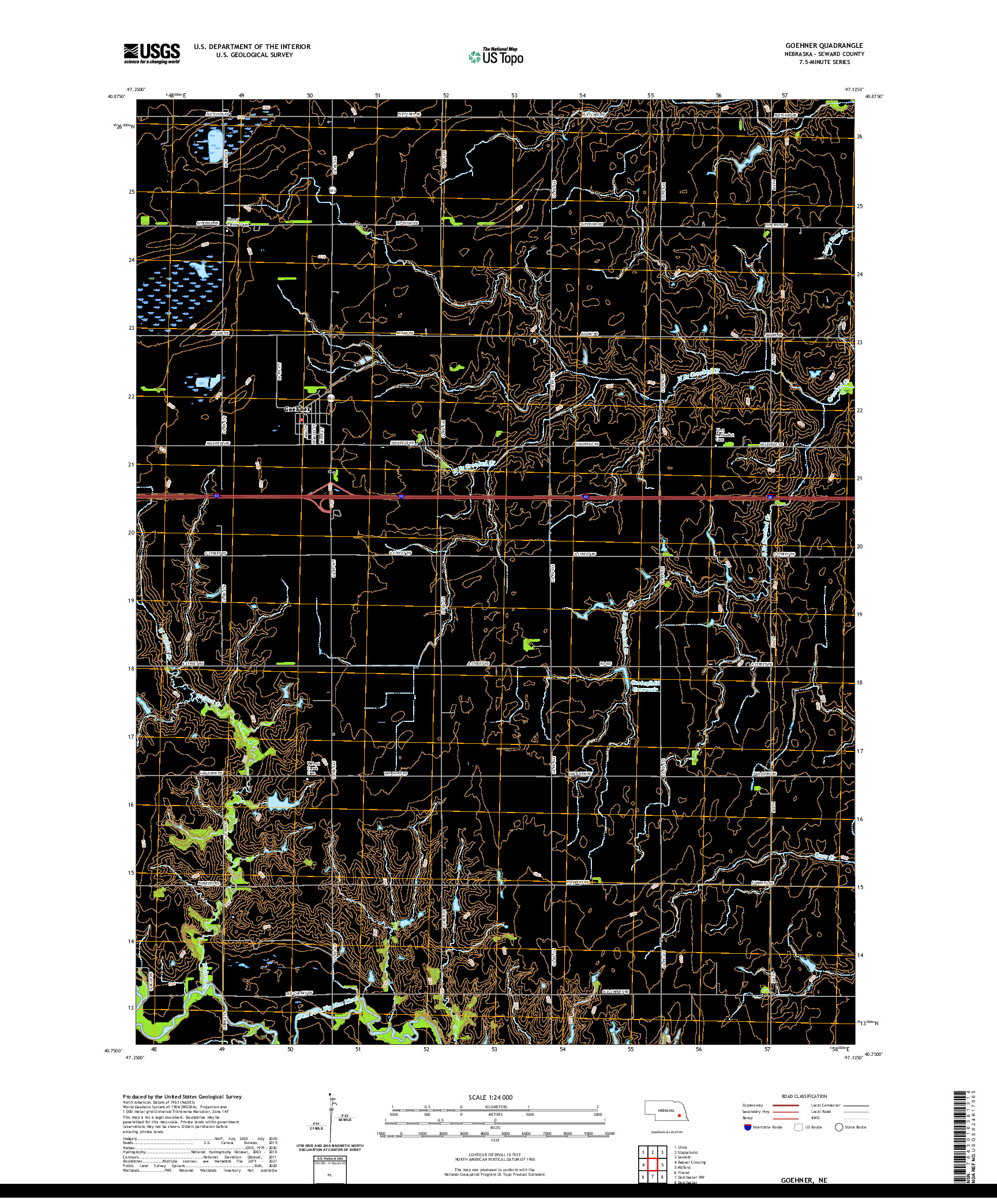 USGS US TOPO 7.5-MINUTE MAP FOR GOEHNER, NE 2021