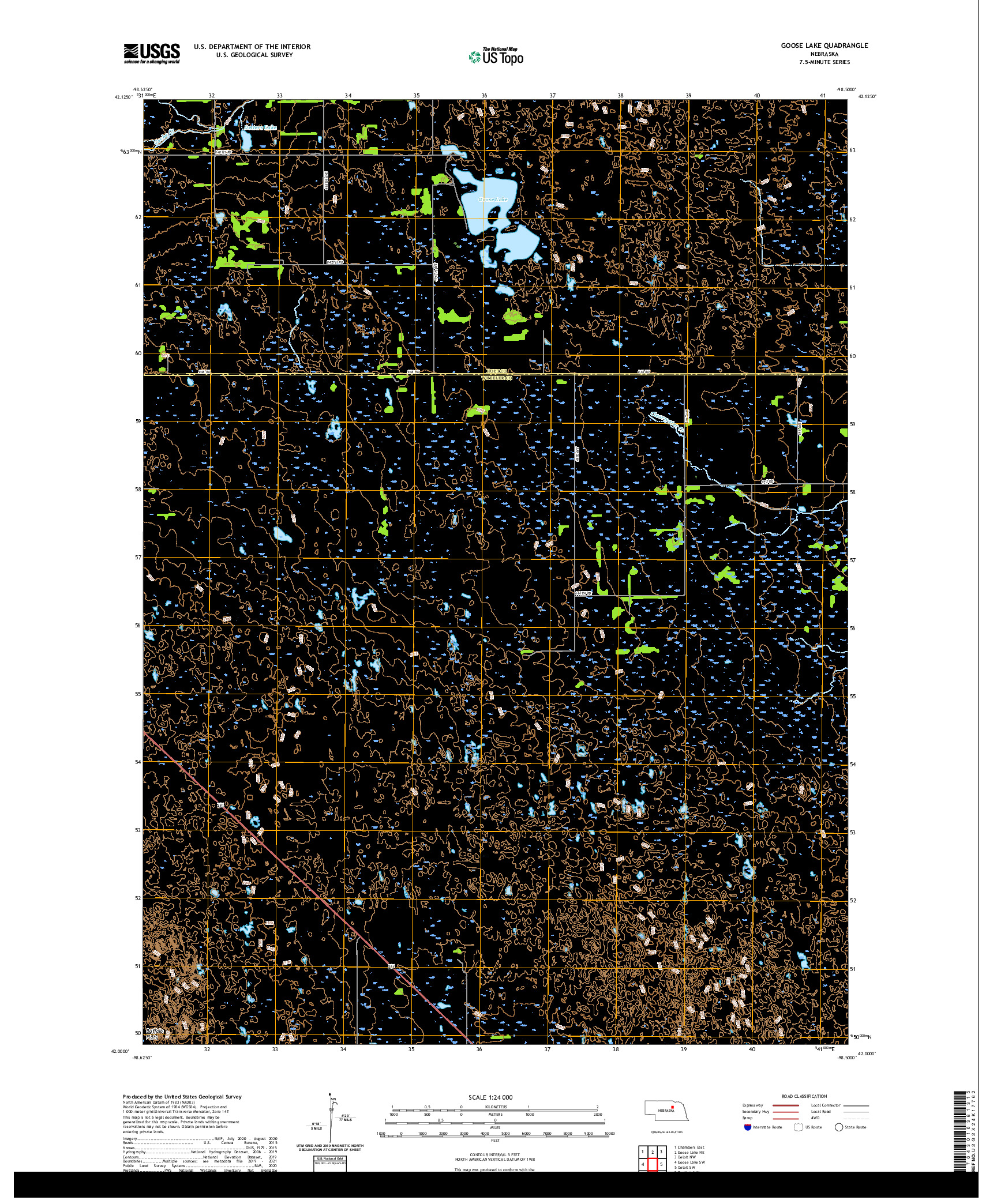 USGS US TOPO 7.5-MINUTE MAP FOR GOOSE LAKE, NE 2021