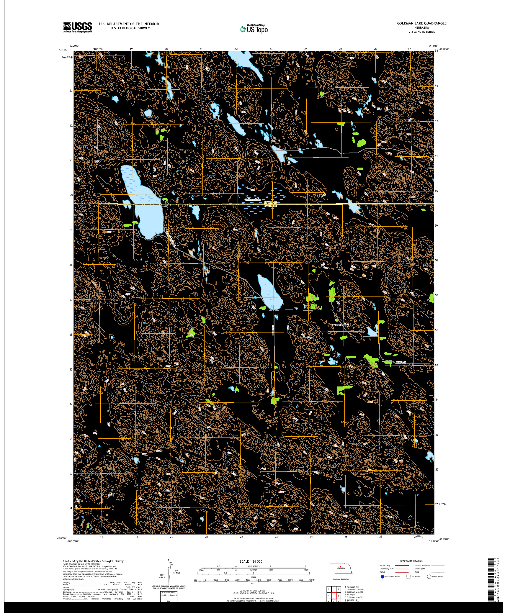 USGS US TOPO 7.5-MINUTE MAP FOR GOLDMAN LAKE, NE 2021